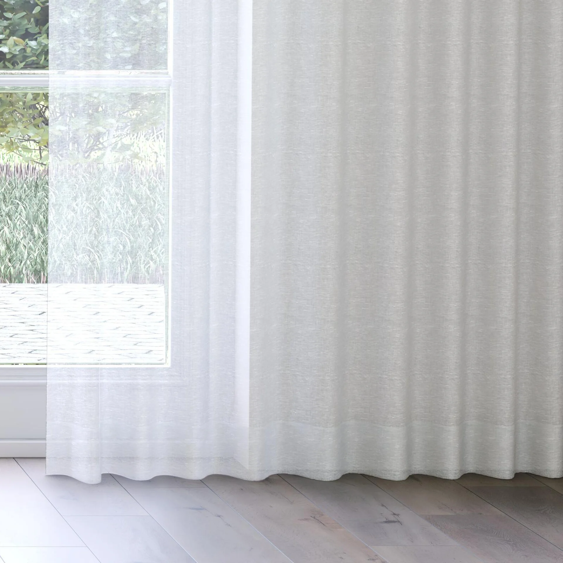 Bottom view of Enso Silver, on curtain rail