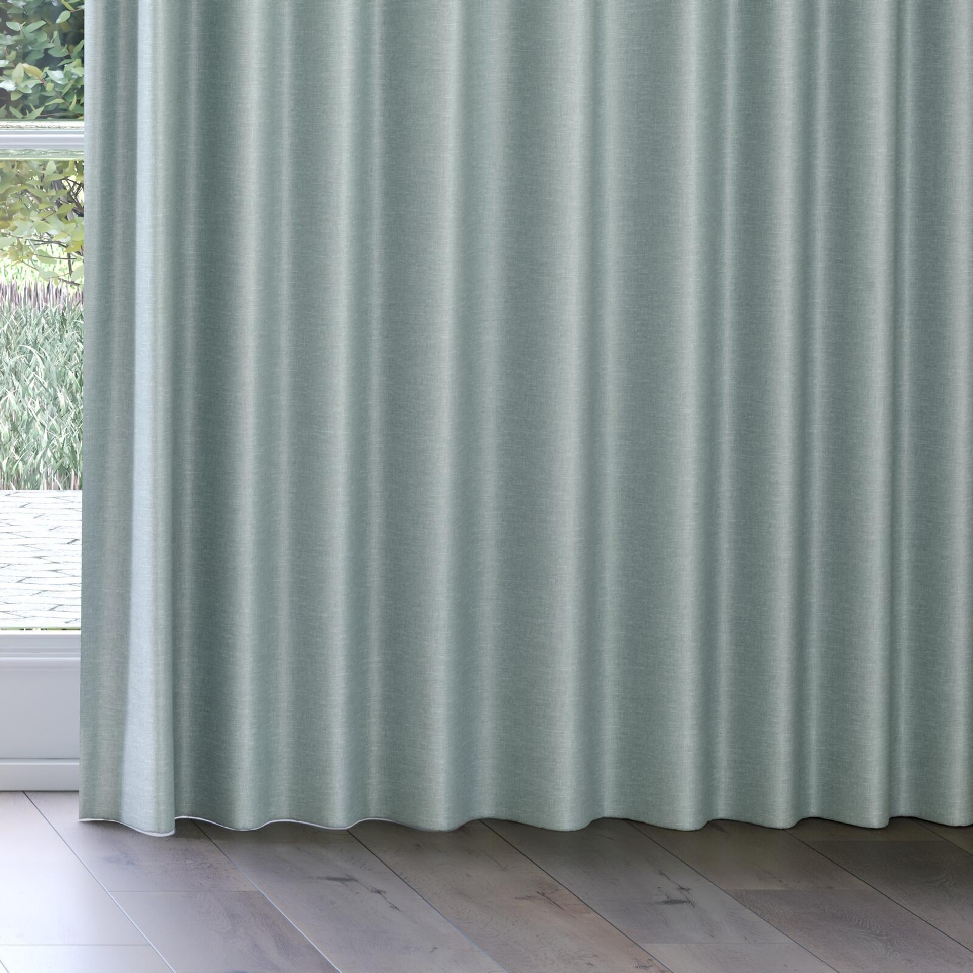 Bottom view of Tonto Celadon, on curtain rail