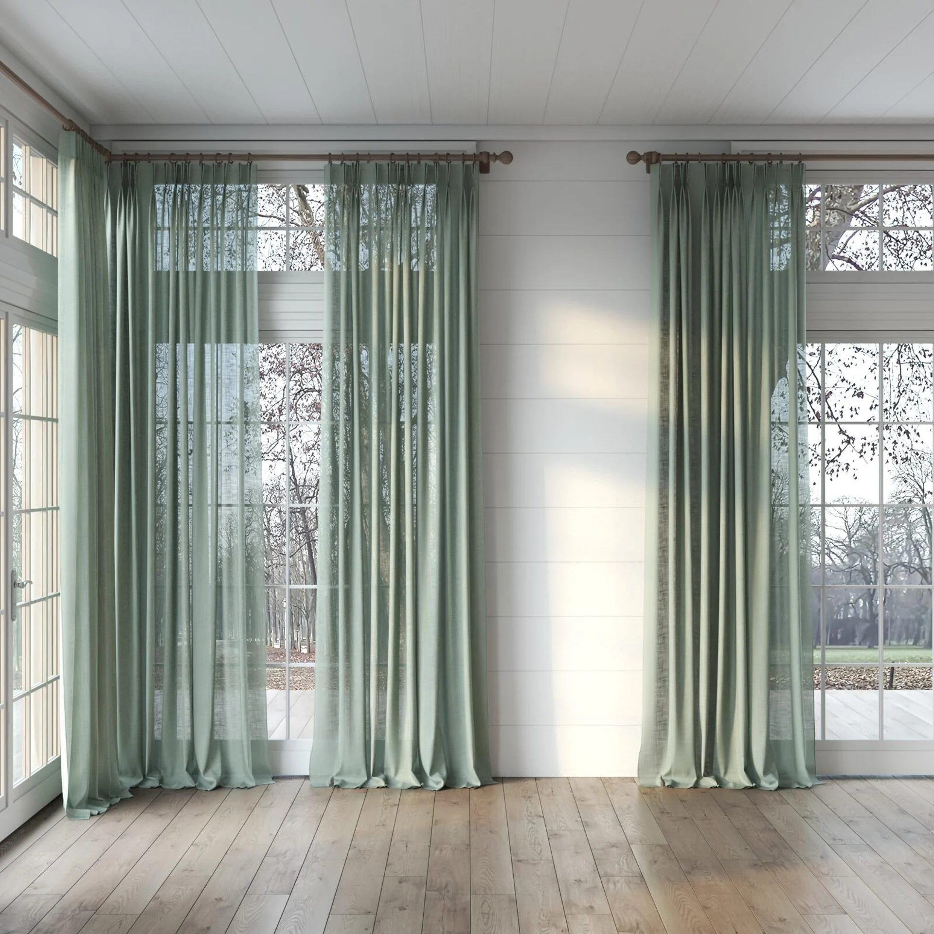 Full view of Release Camouflage, puddled, on curtain rod