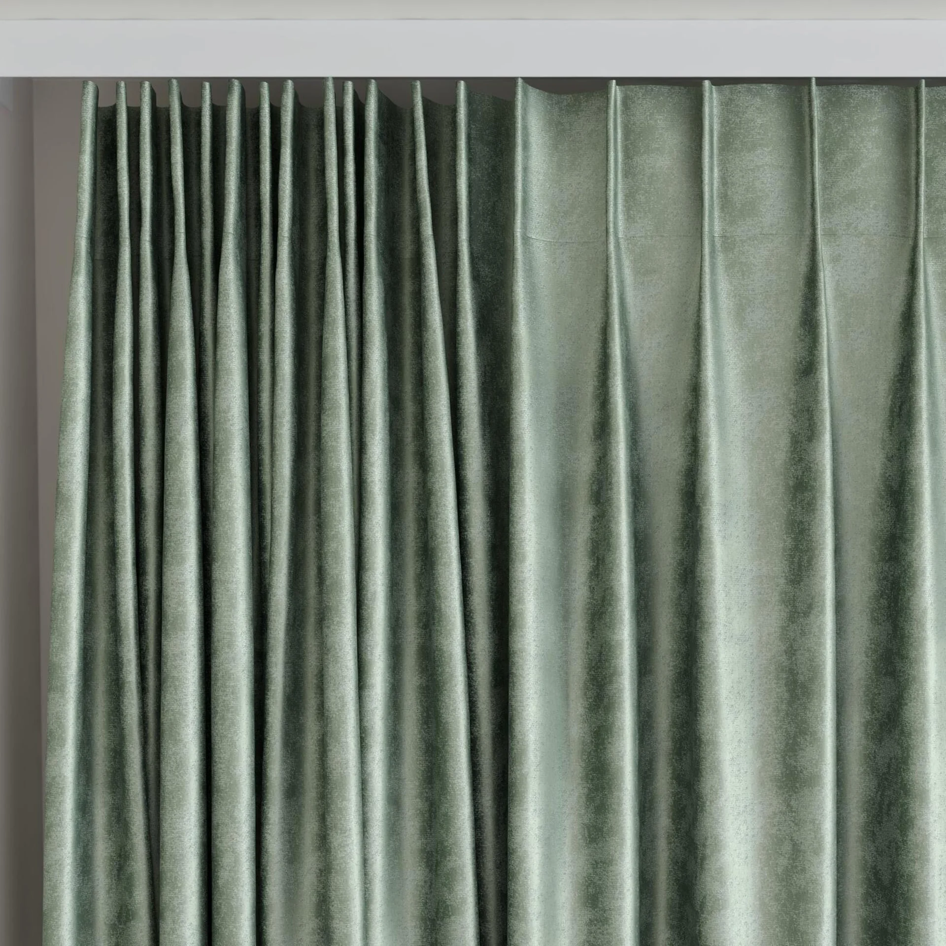 Top view of Fizz Laurel, on curtain rail