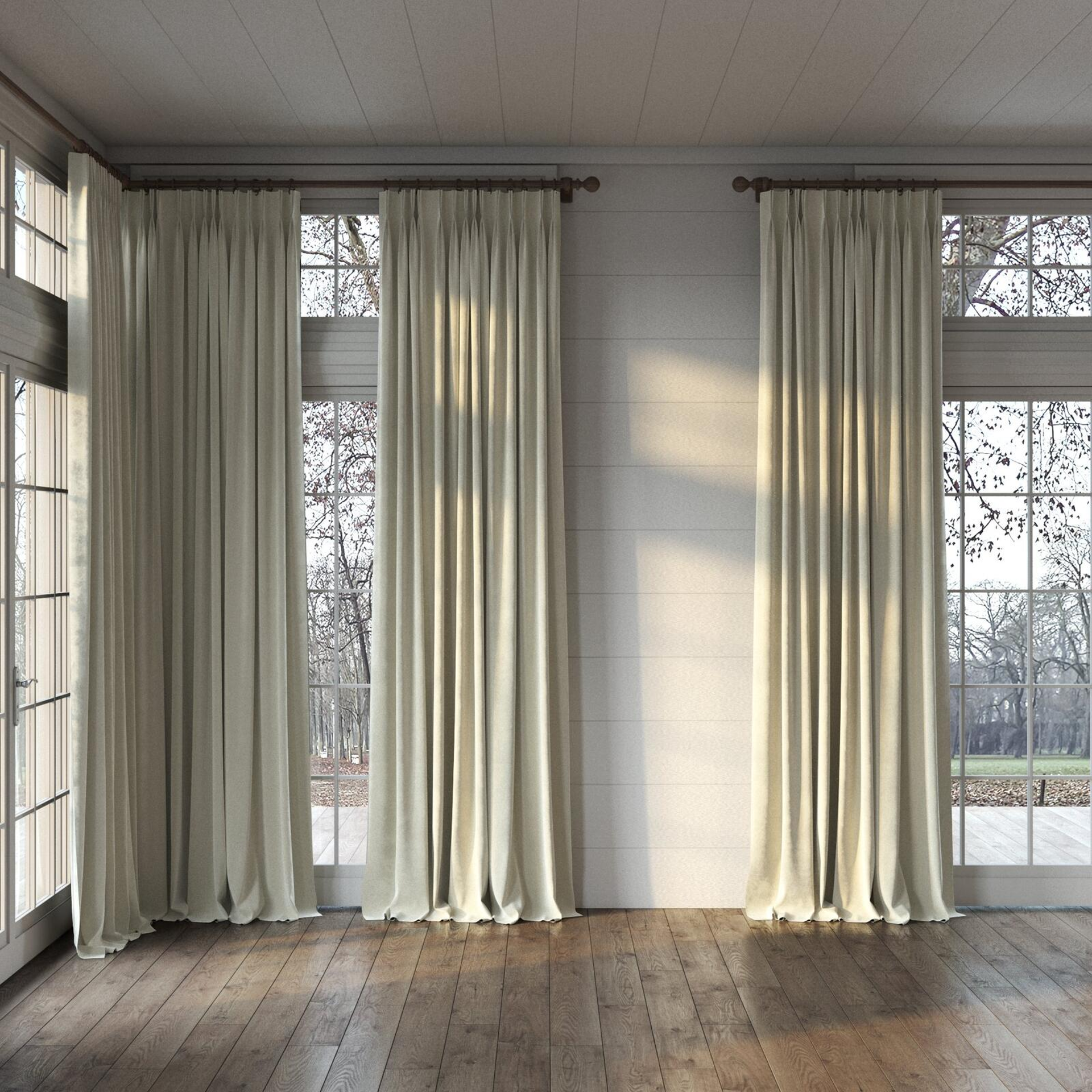 Full view of Verbier Wool, puddled, on curtain rod