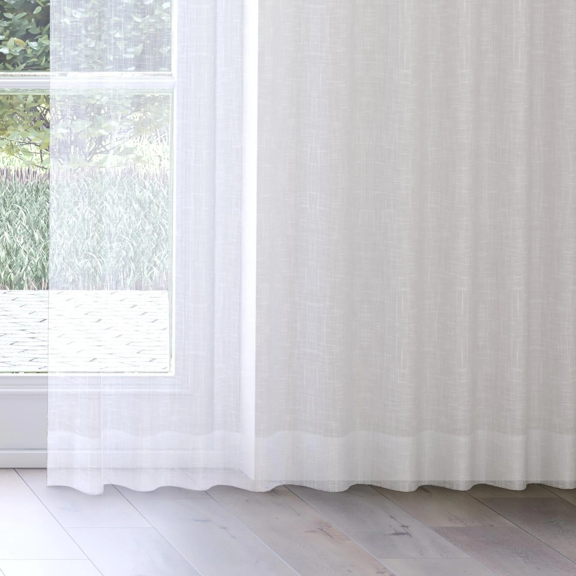 Bottom view of Attica Snow, on curtain rail