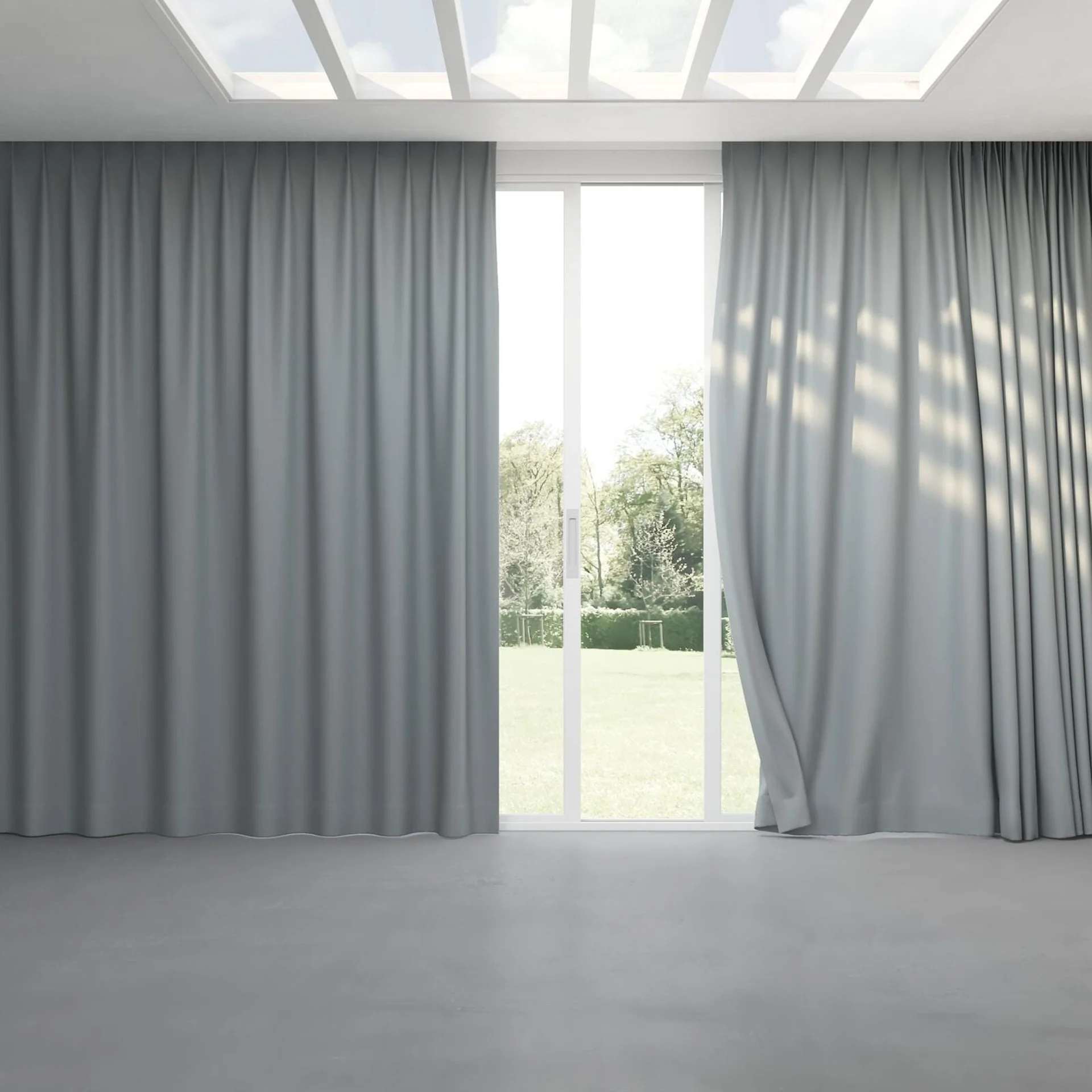 Full view of Infinite Powder Blue, pinch pleat