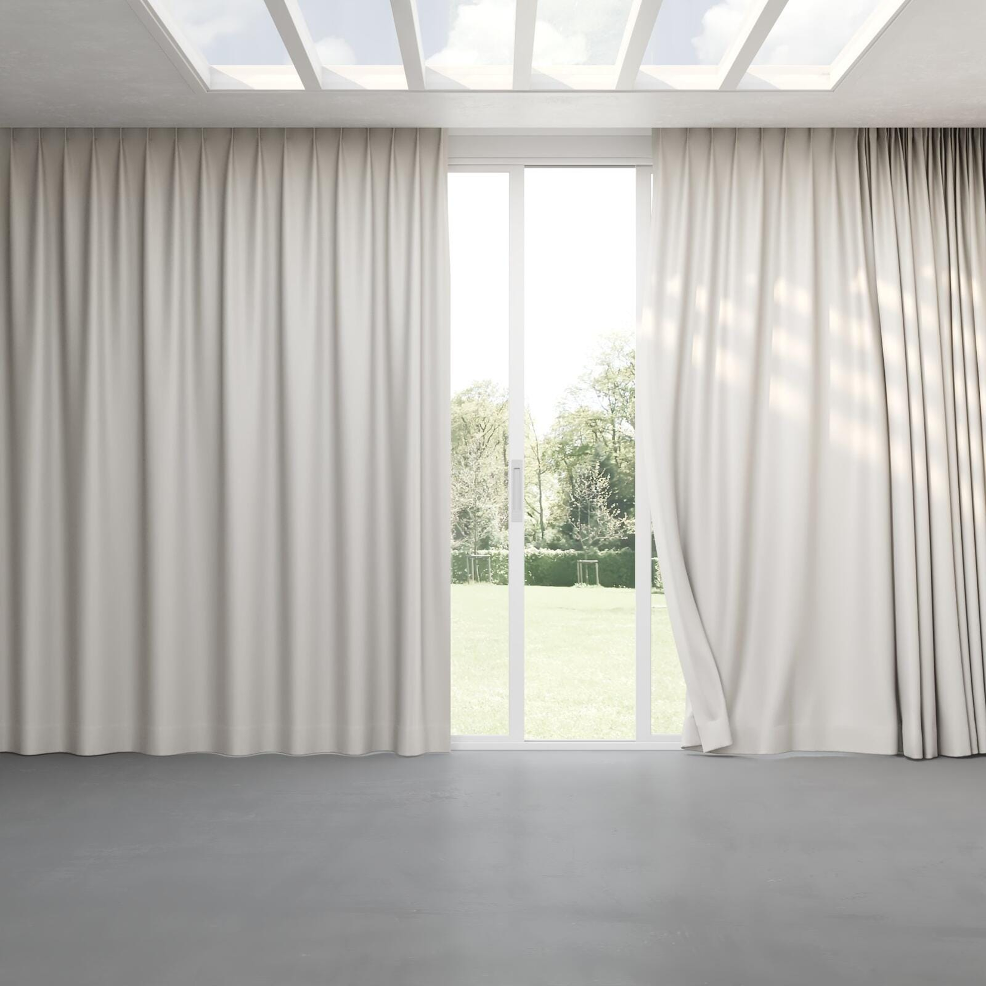 Full view of Soho Dove, pinch pleat