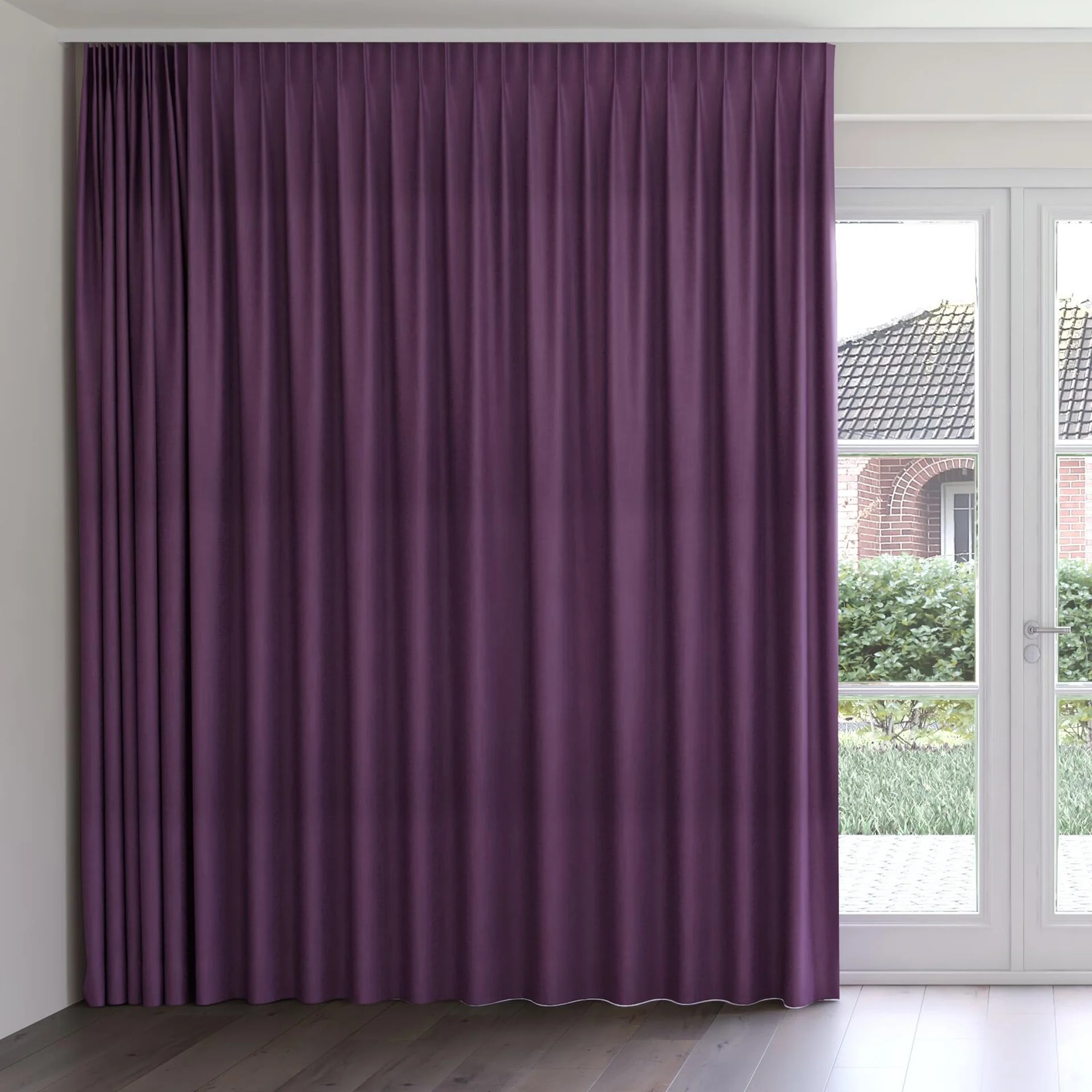 Front view of Lexicon Amethyst, on curtain rail