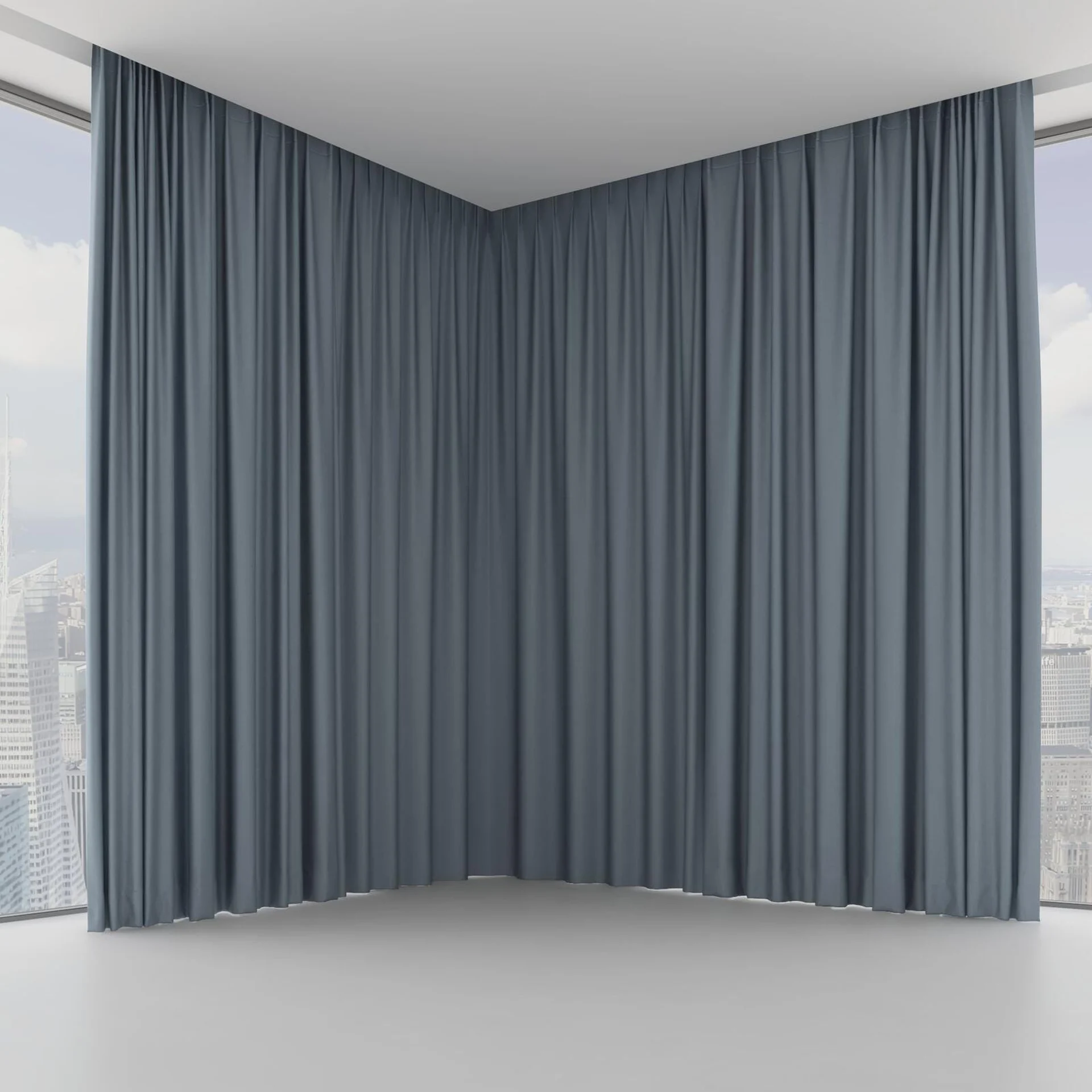 Front view of Infinite Chambray, on hidden rail