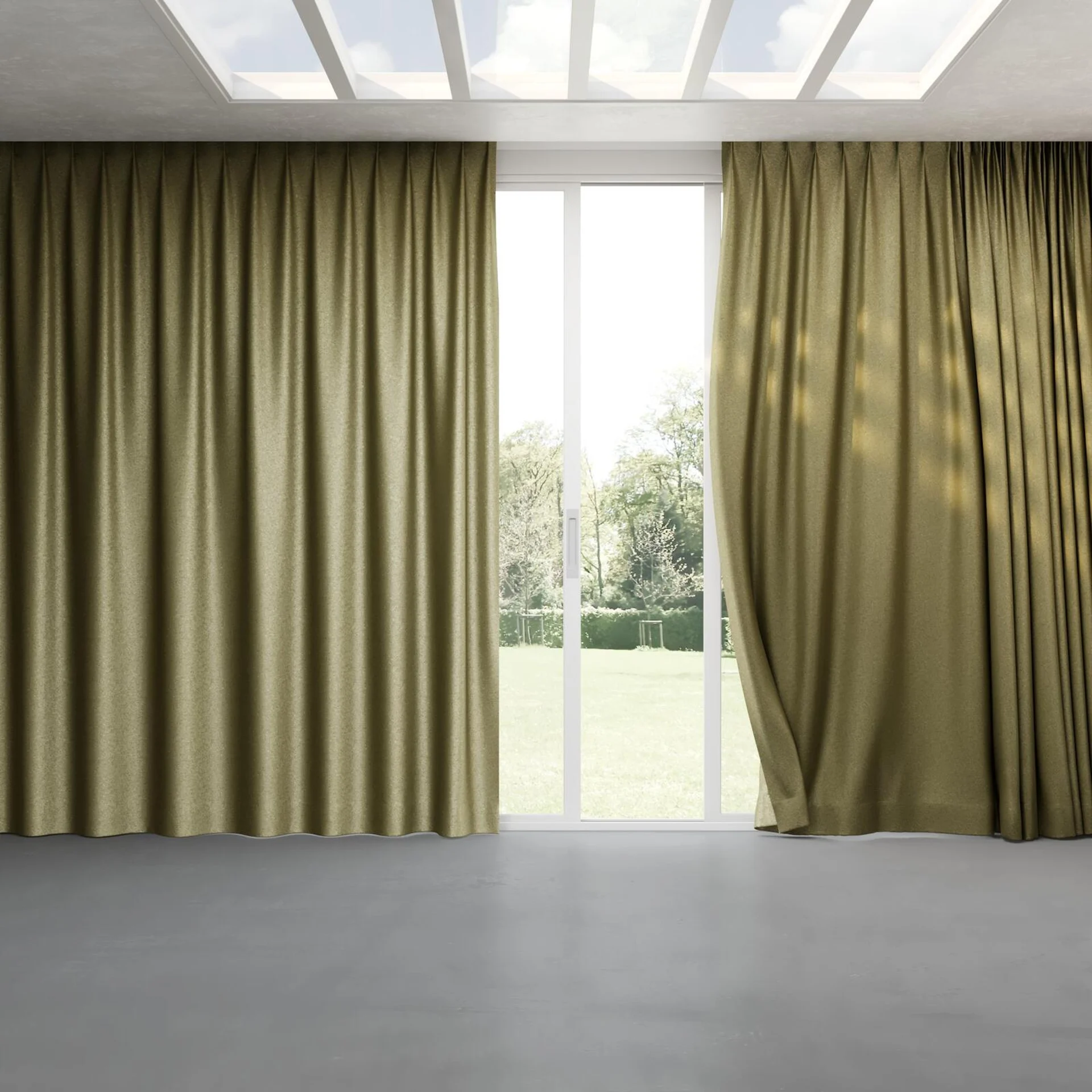 Full view of Recharge Olive, pinch pleat