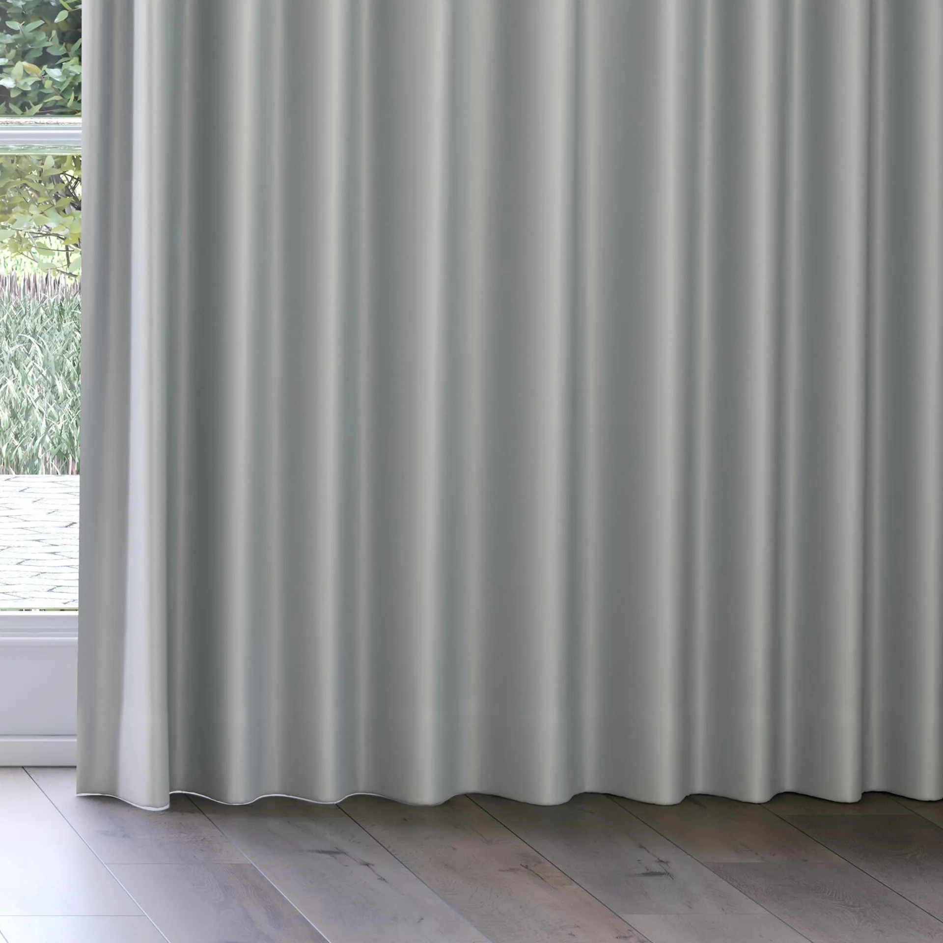 Bottom view of Blockbuster Aluminium, on curtain rail