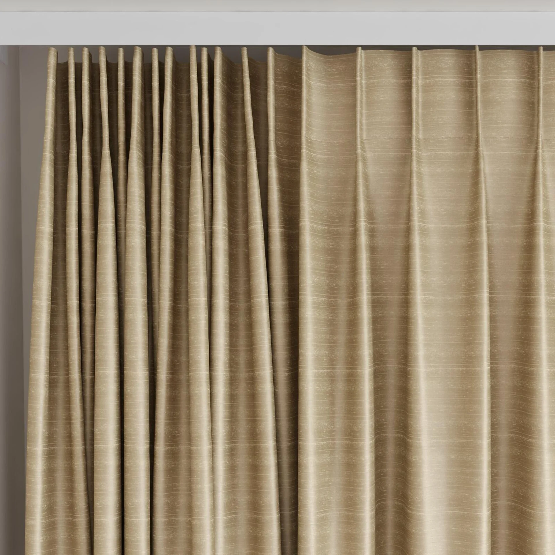 Top view of Silky Earth, on curtain rail