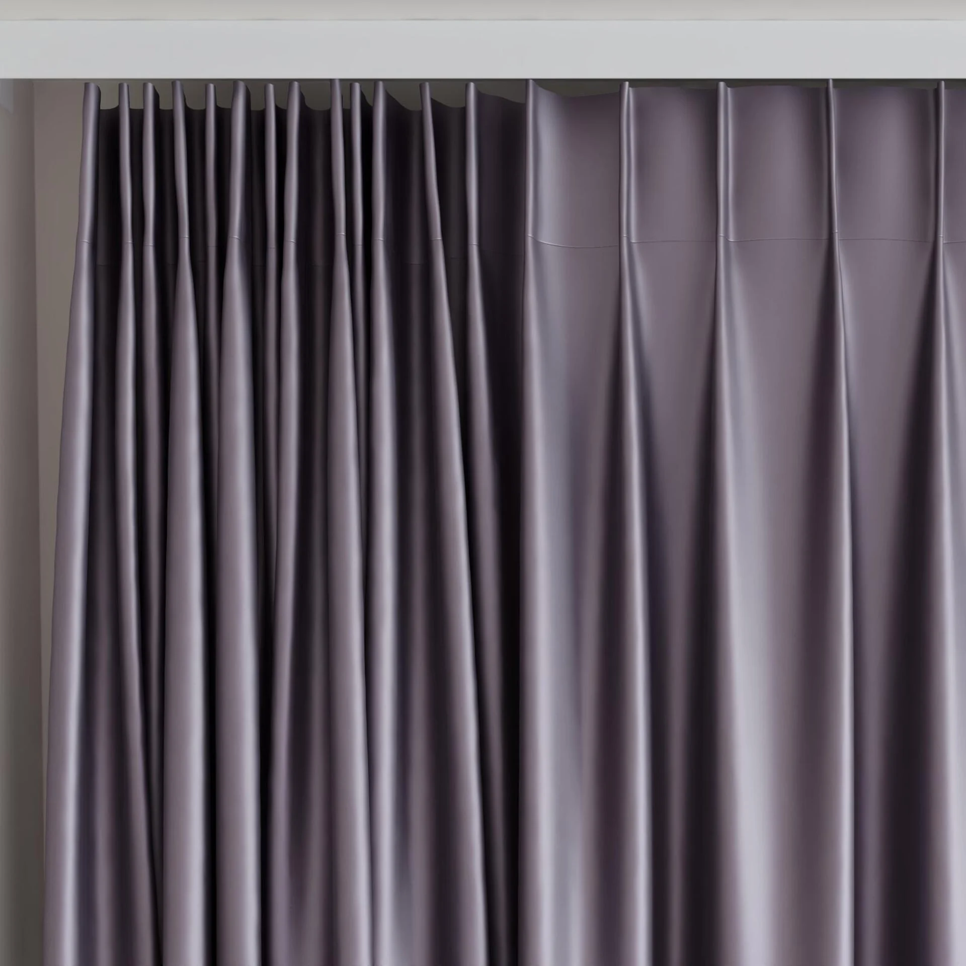 Top view of Moonbeam Plum, on curtain rail