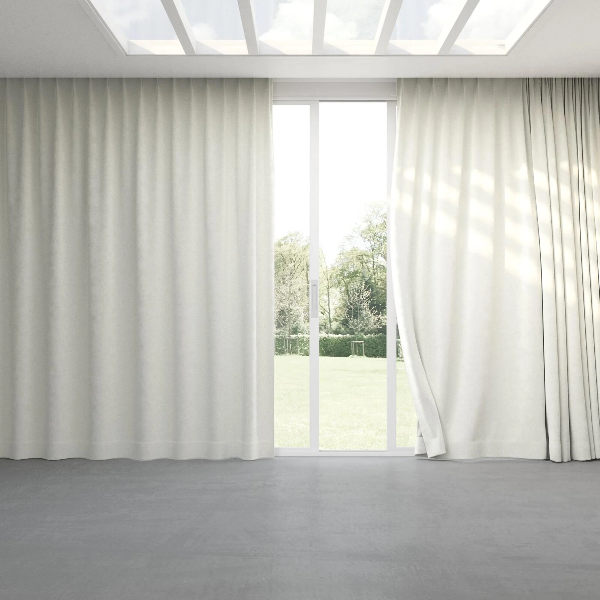Full view of Lux Velvet White 8308, pinch pleat
