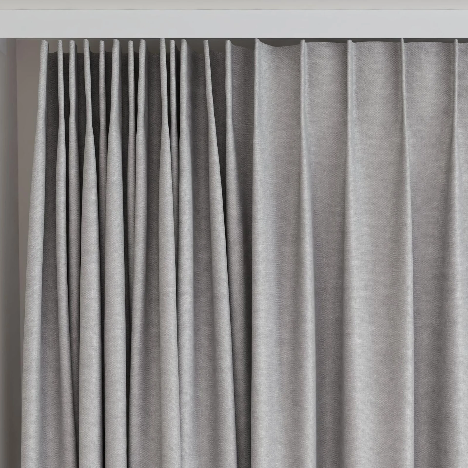 Top view of Colourwash Shark, on curtain rail
