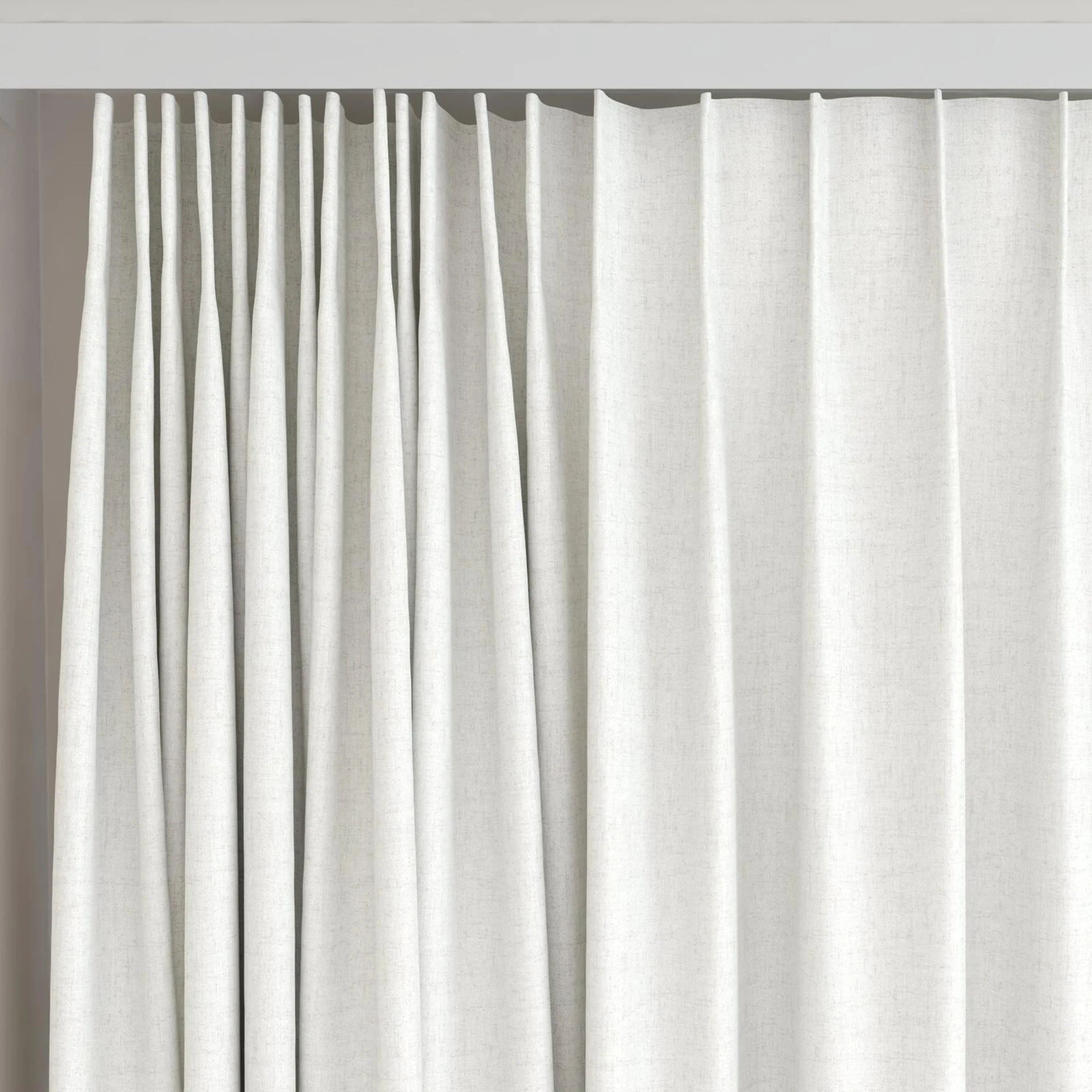 Top view of Stonewall Blackout Wool, on curtain rail