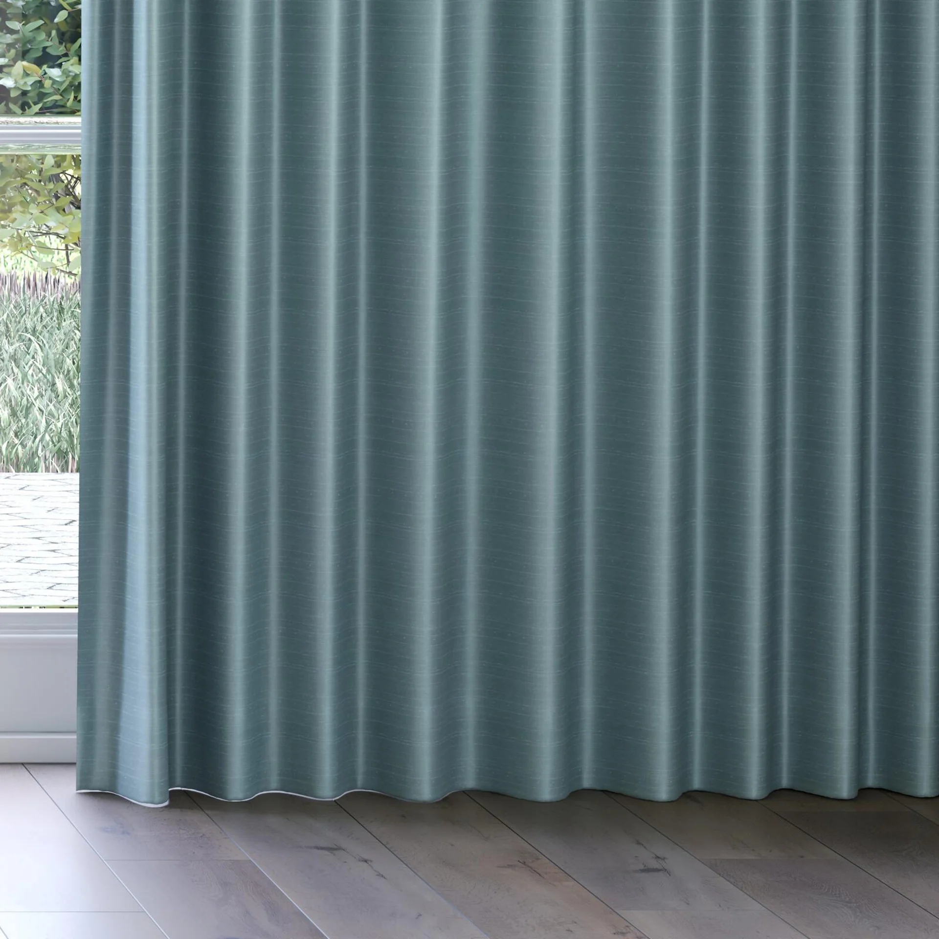 Bottom view of Silky Artic, on curtain rail
