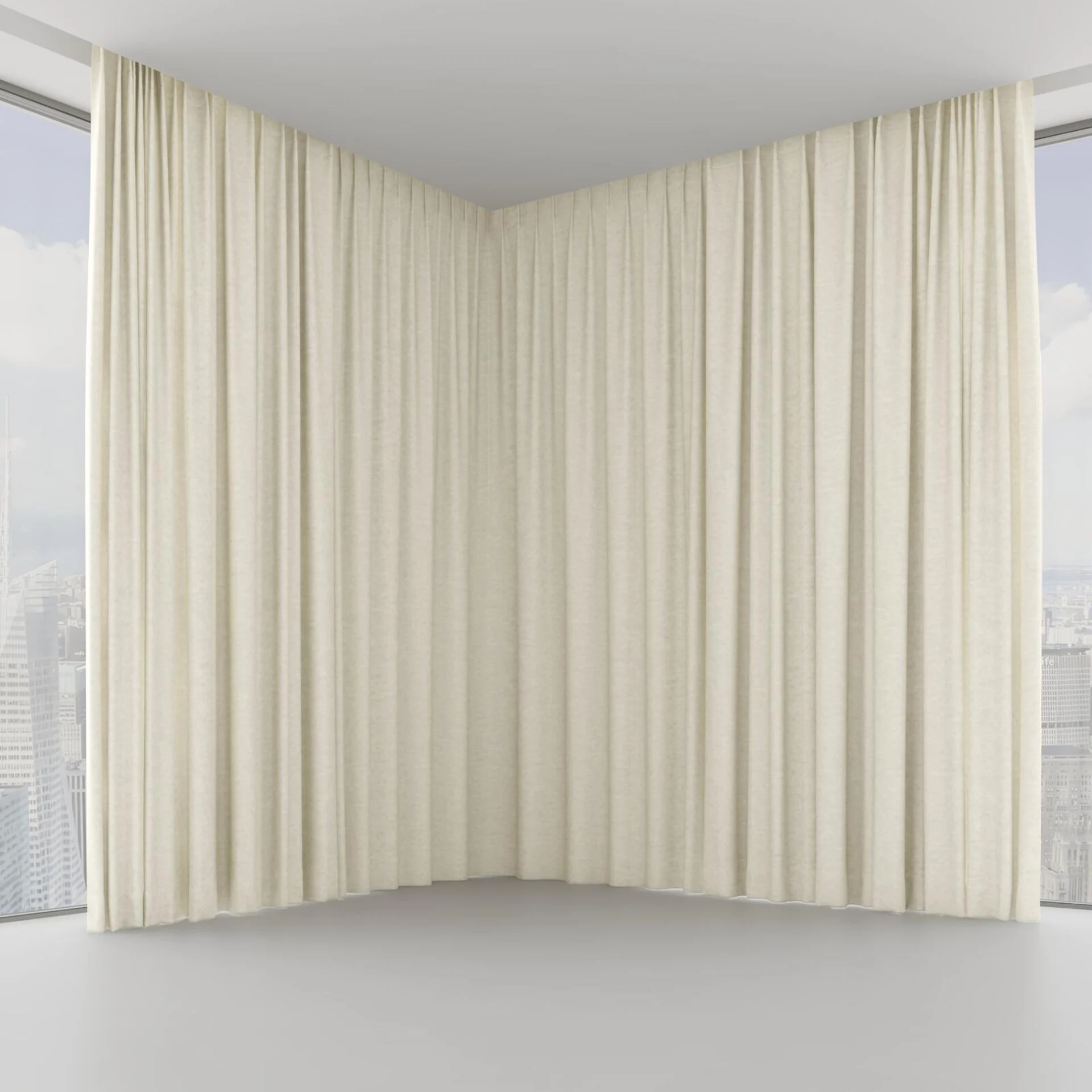Front view of Colourwash Ivory, on hidden rail