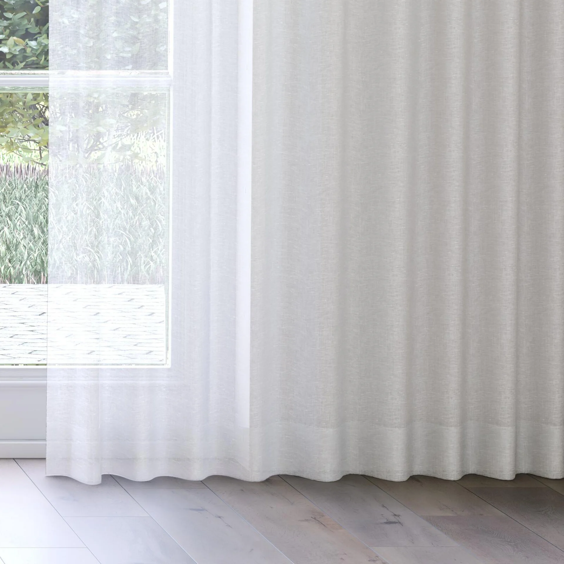 Bottom view of Lino Mist, on curtain rail
