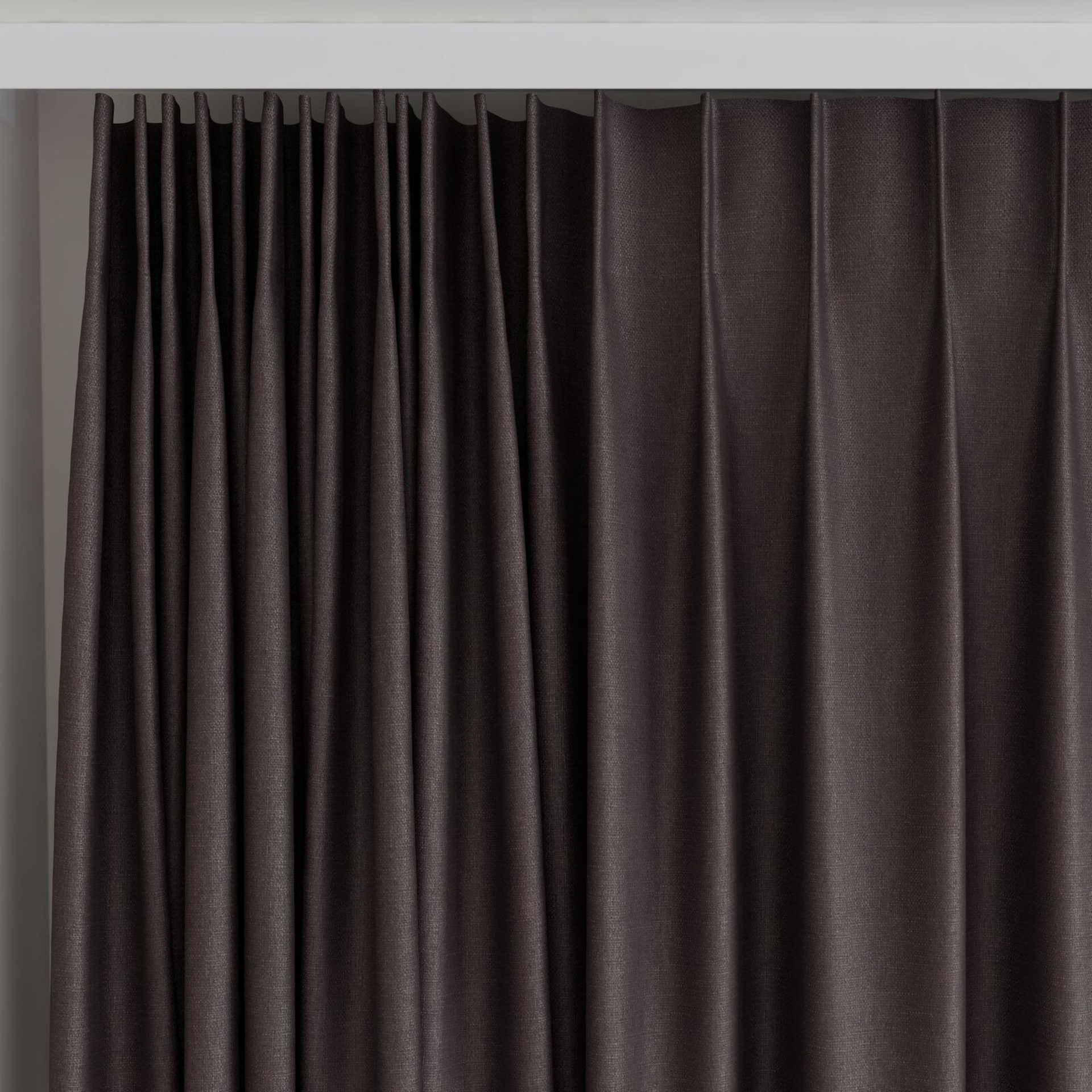 Top view of Tonga Chocolate, on curtain rail