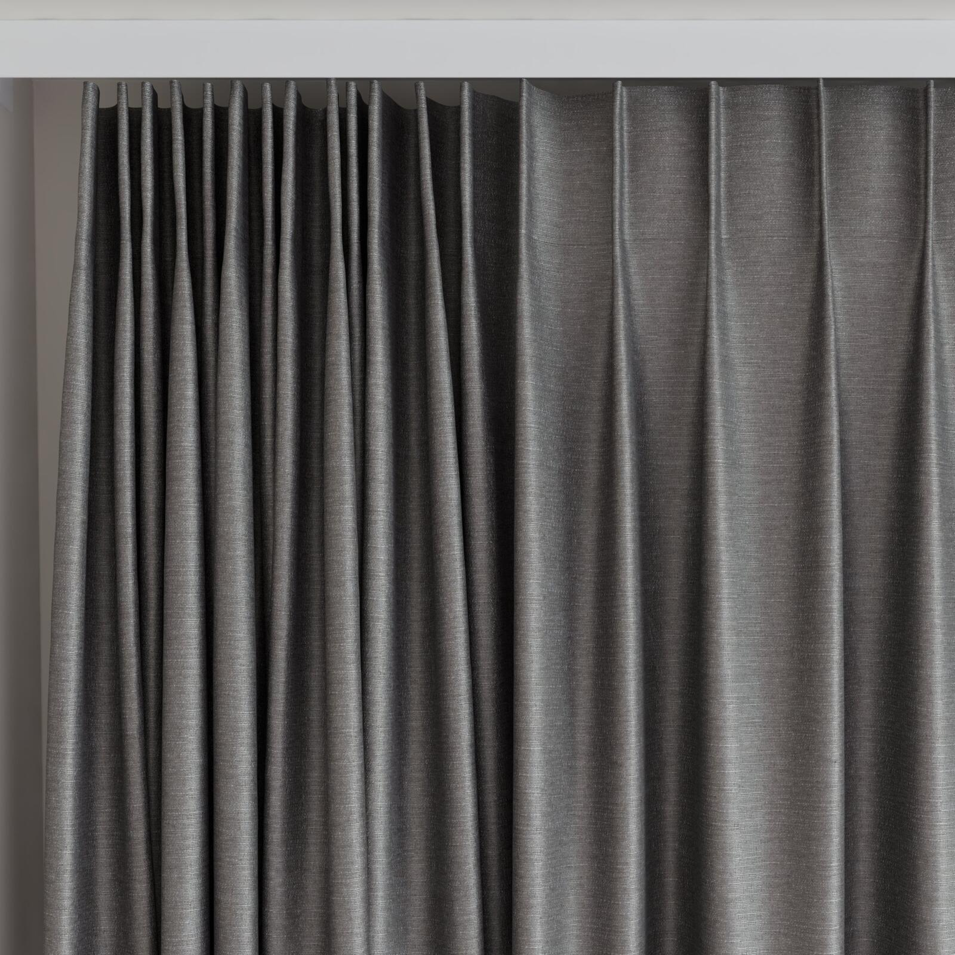 Top view of Provence Pewter, on curtain rail