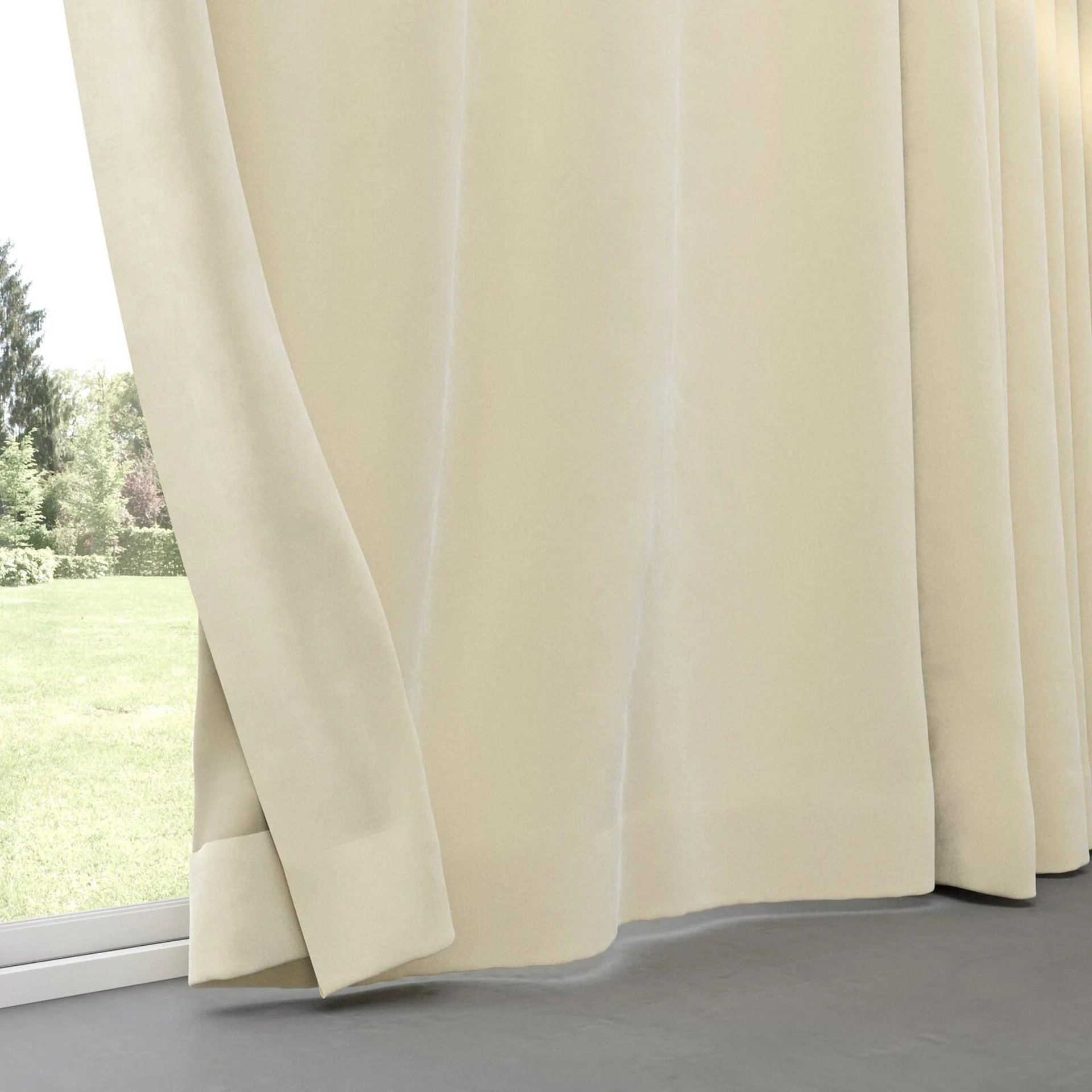 Bottom view of Lux Velvet Ivory 8312, pinch pleat