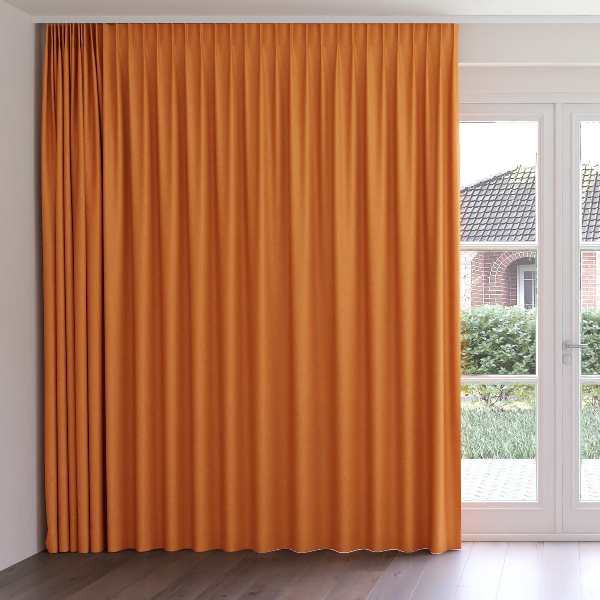 Front view of Casual Carrot, on curtain rail