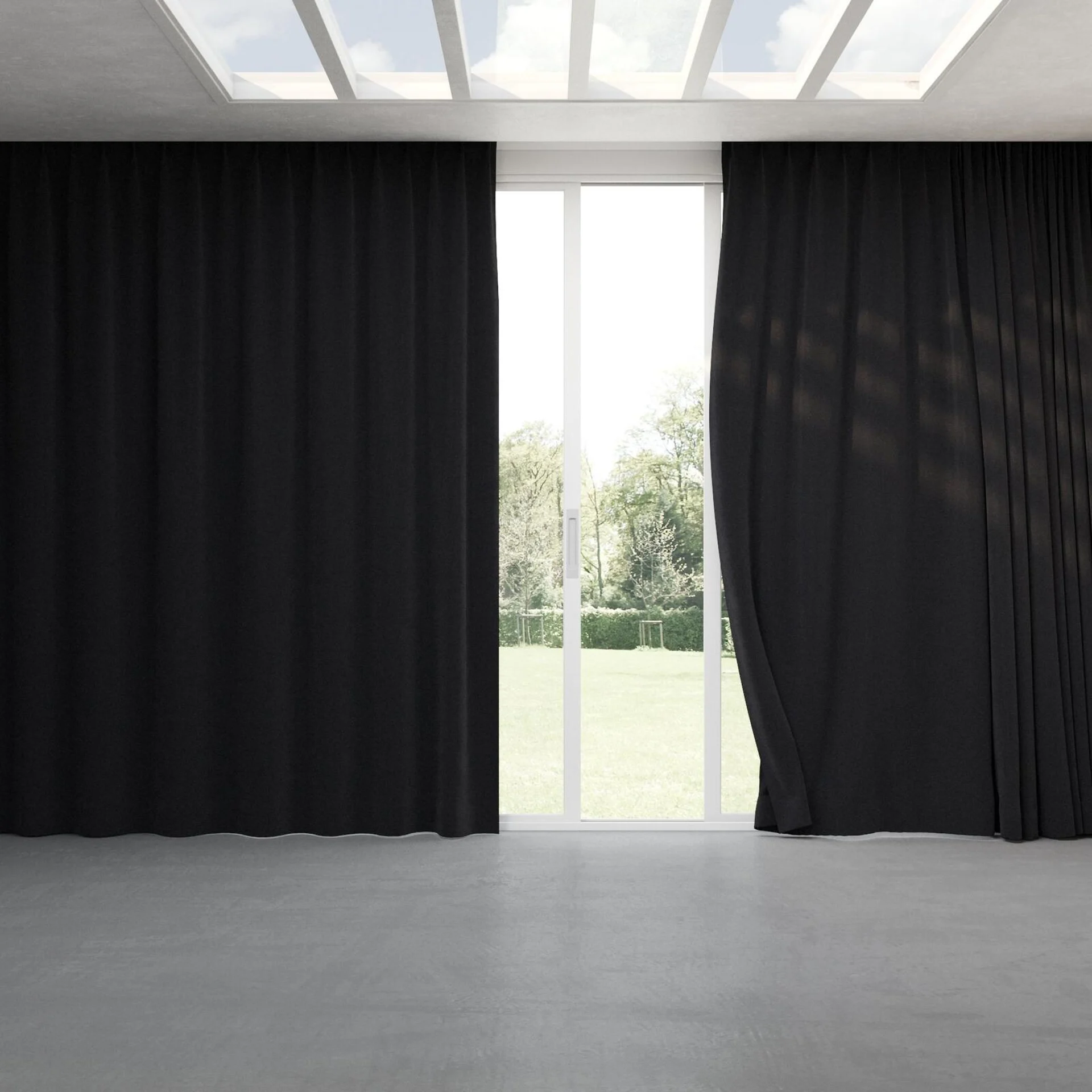 Full view of Moon Onyx, pinch pleat