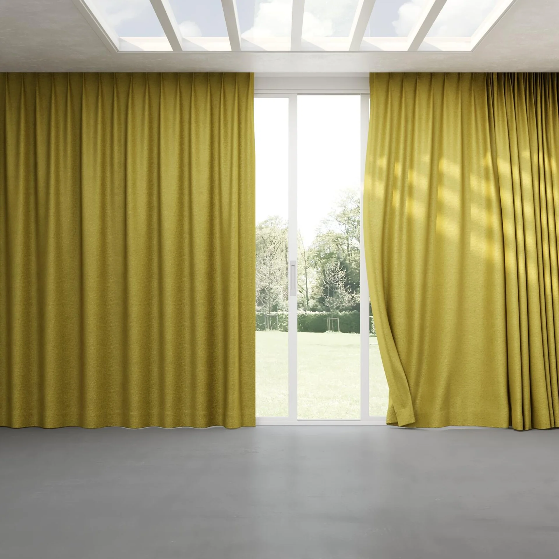 Full view of Monsieur Olive, pinch pleat