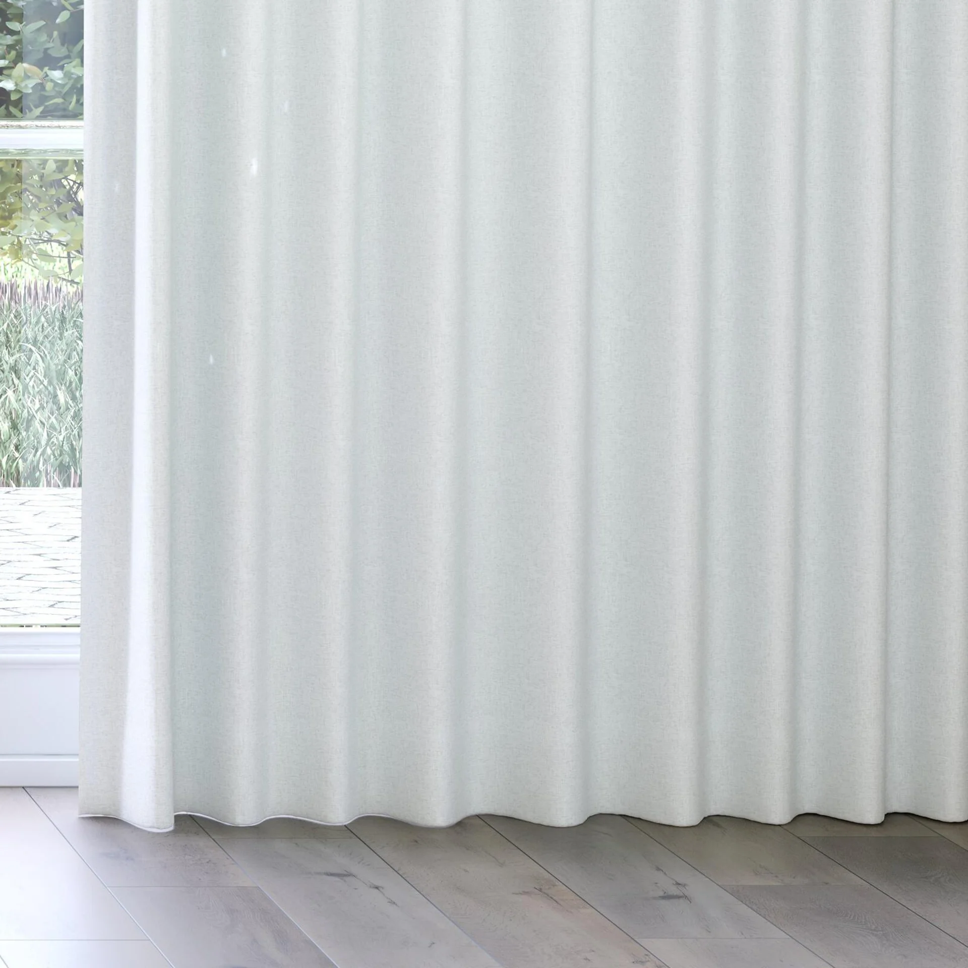 Bottom view of Retreat II Pebble, on curtain rail