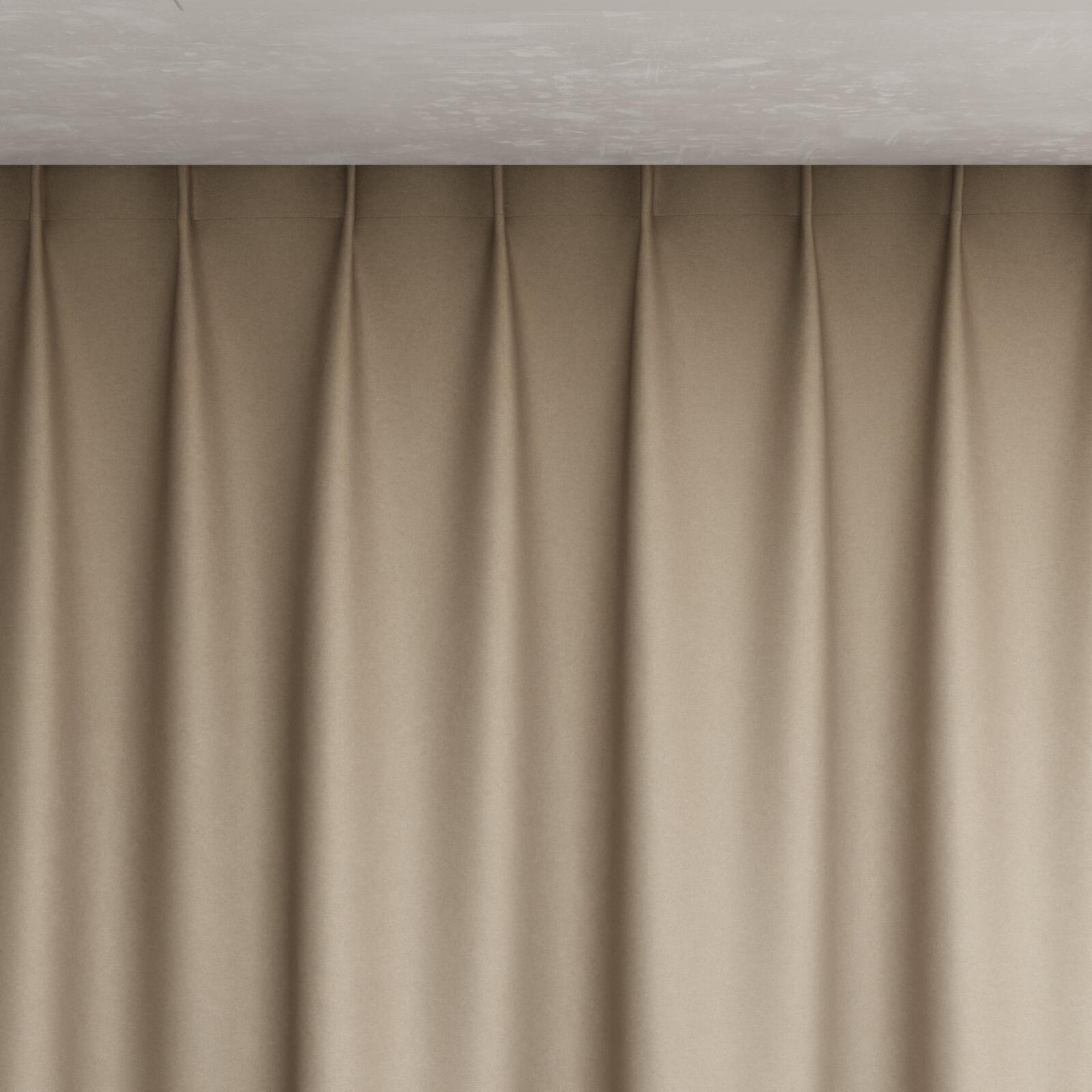 Top view of Elaborate Taupe, pinch pleat