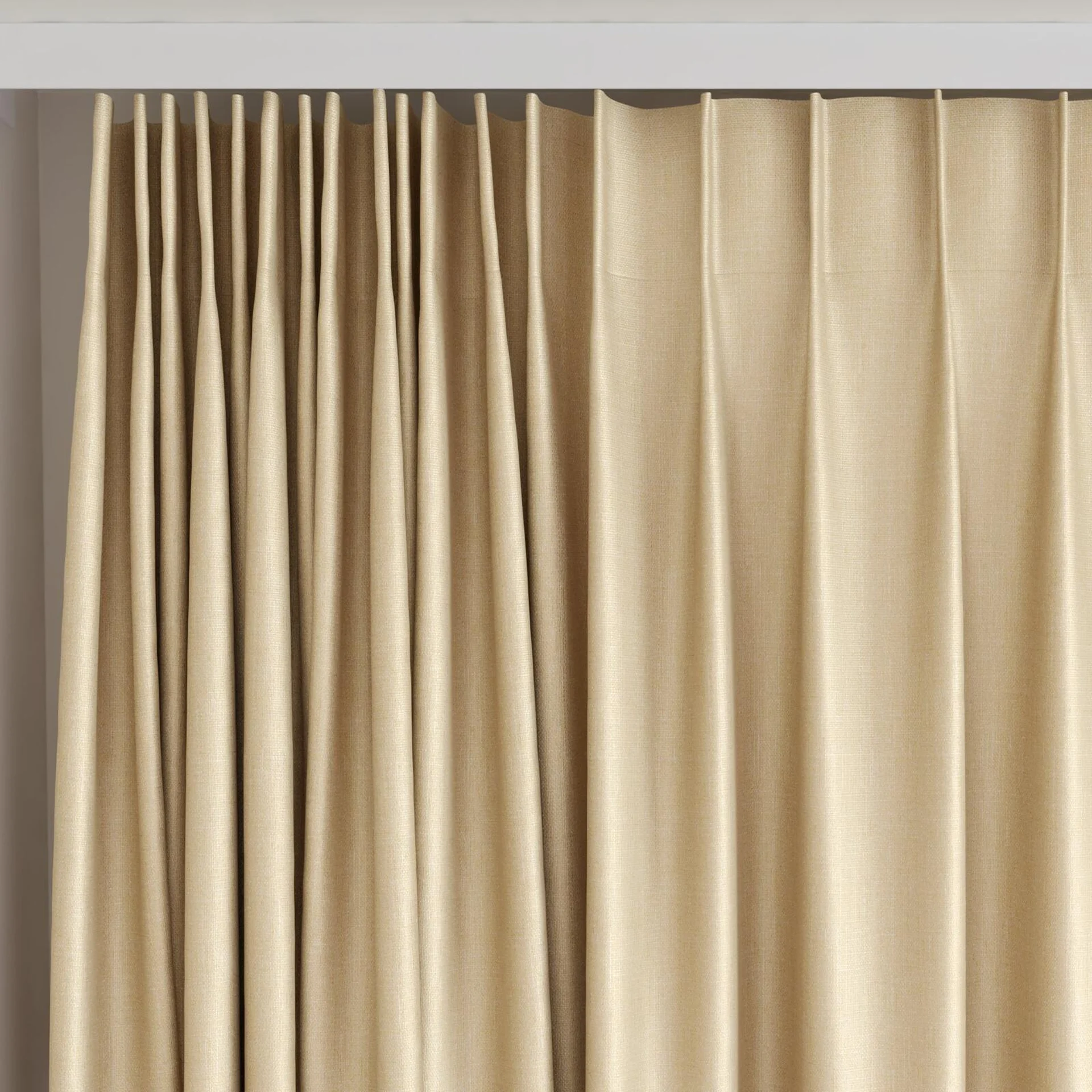 Top view of Stallion 2 Blackout Marzipan, on curtain rail