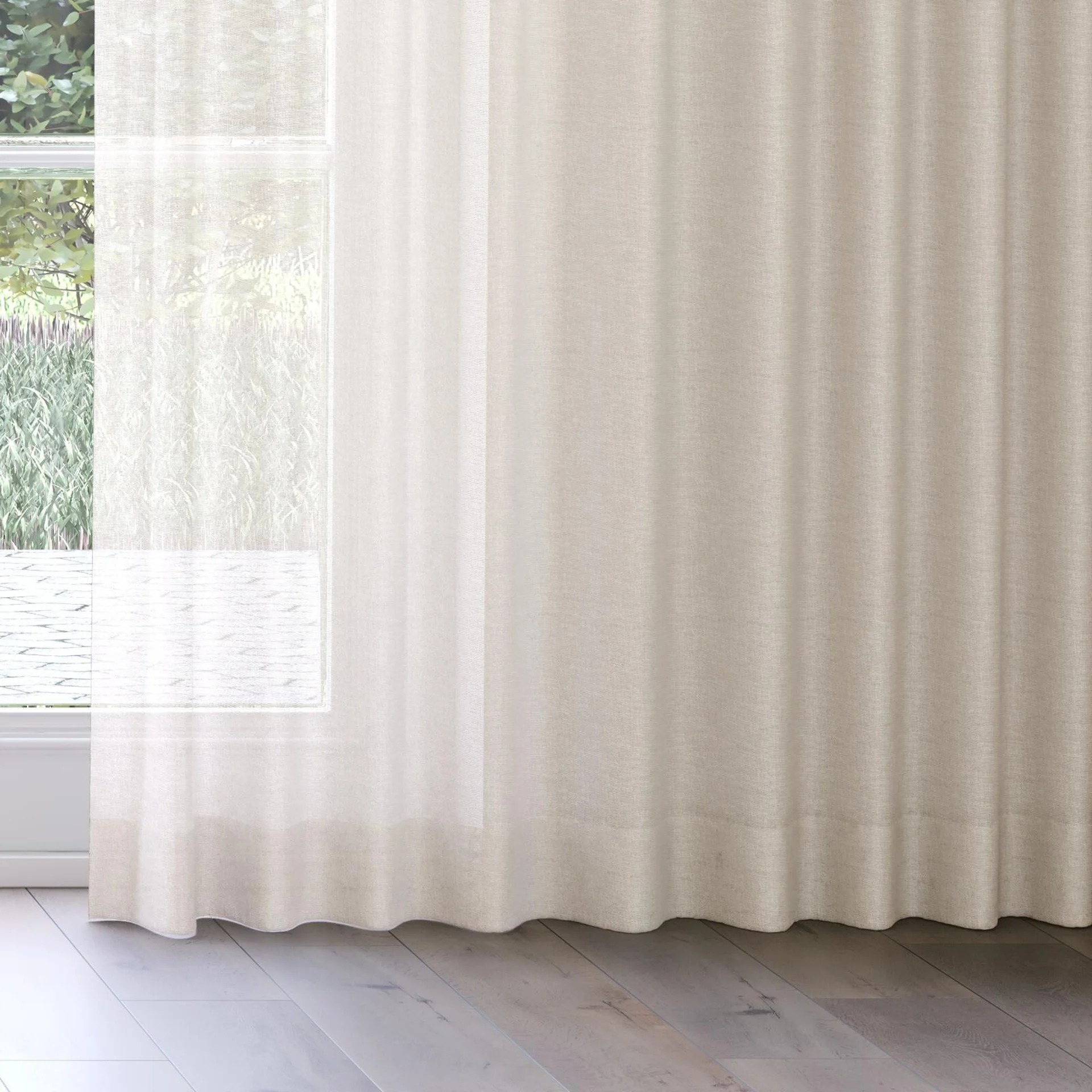 Bottom view of Focus Linen, on curtain rail