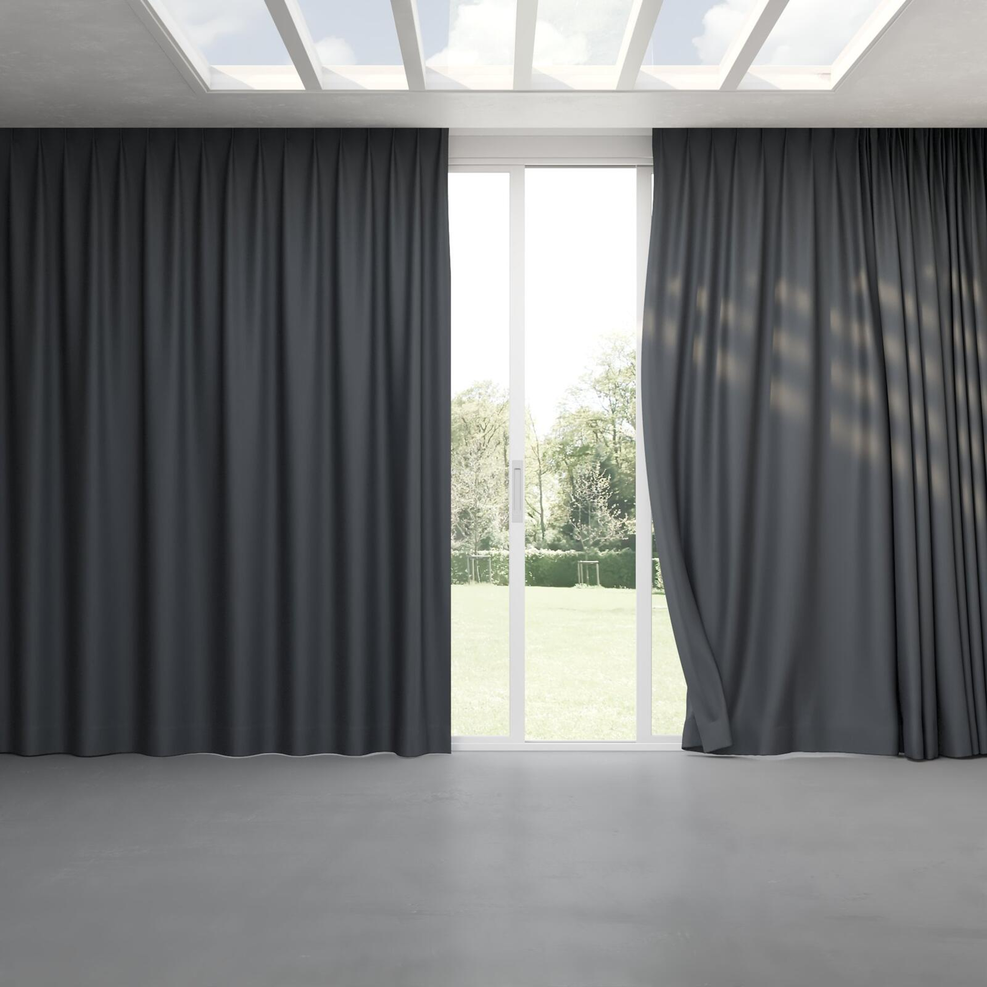 Full view of Infinite Slate, pinch pleat