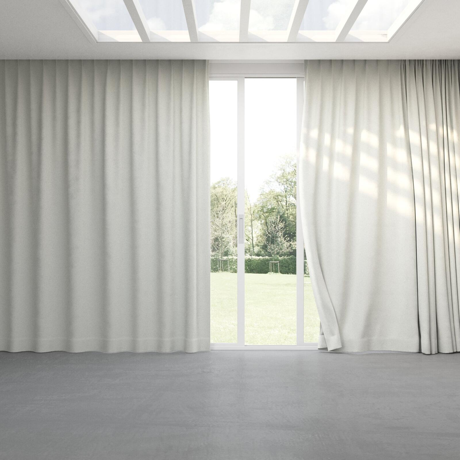 Full view of Moon Snow, pinch pleat