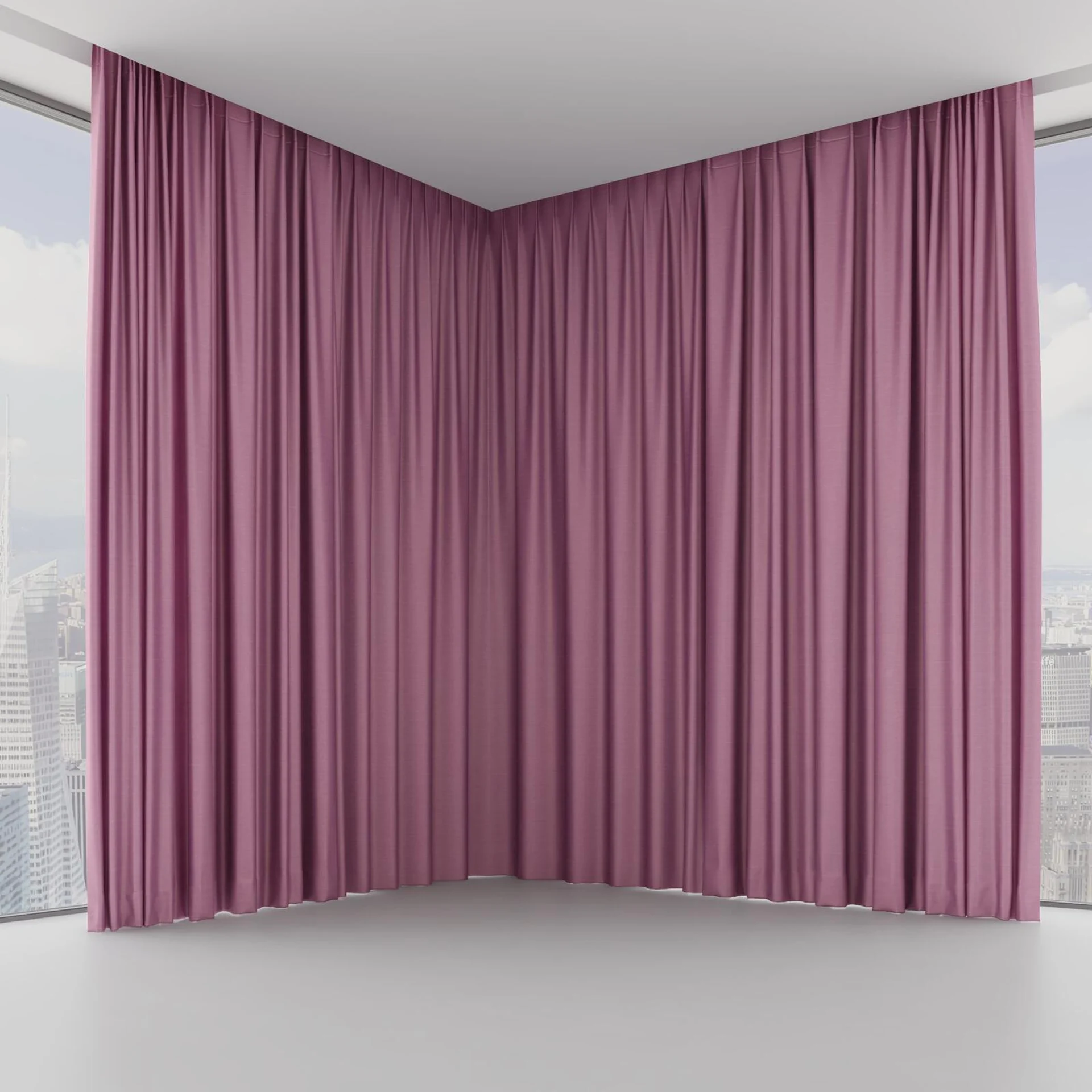 Front view of Silky Lilac, on hidden rail