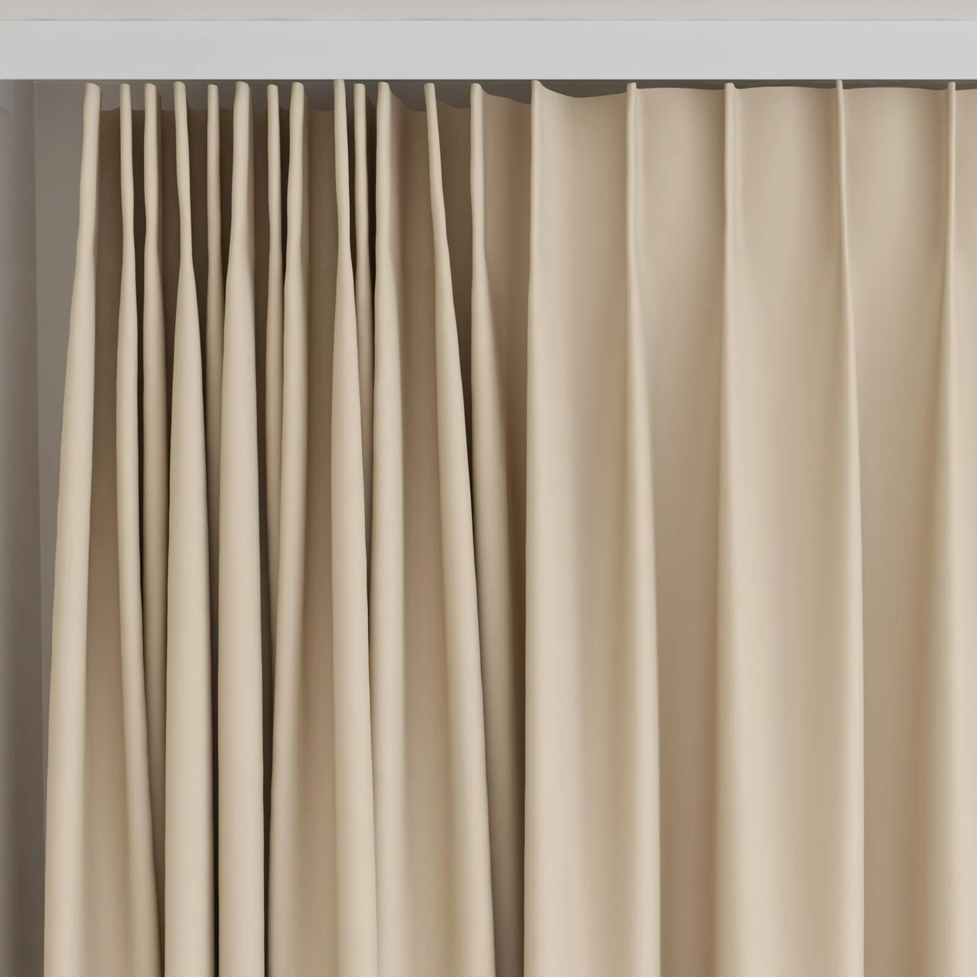 Top view of Ultra Dim Sesame, on curtain rail
