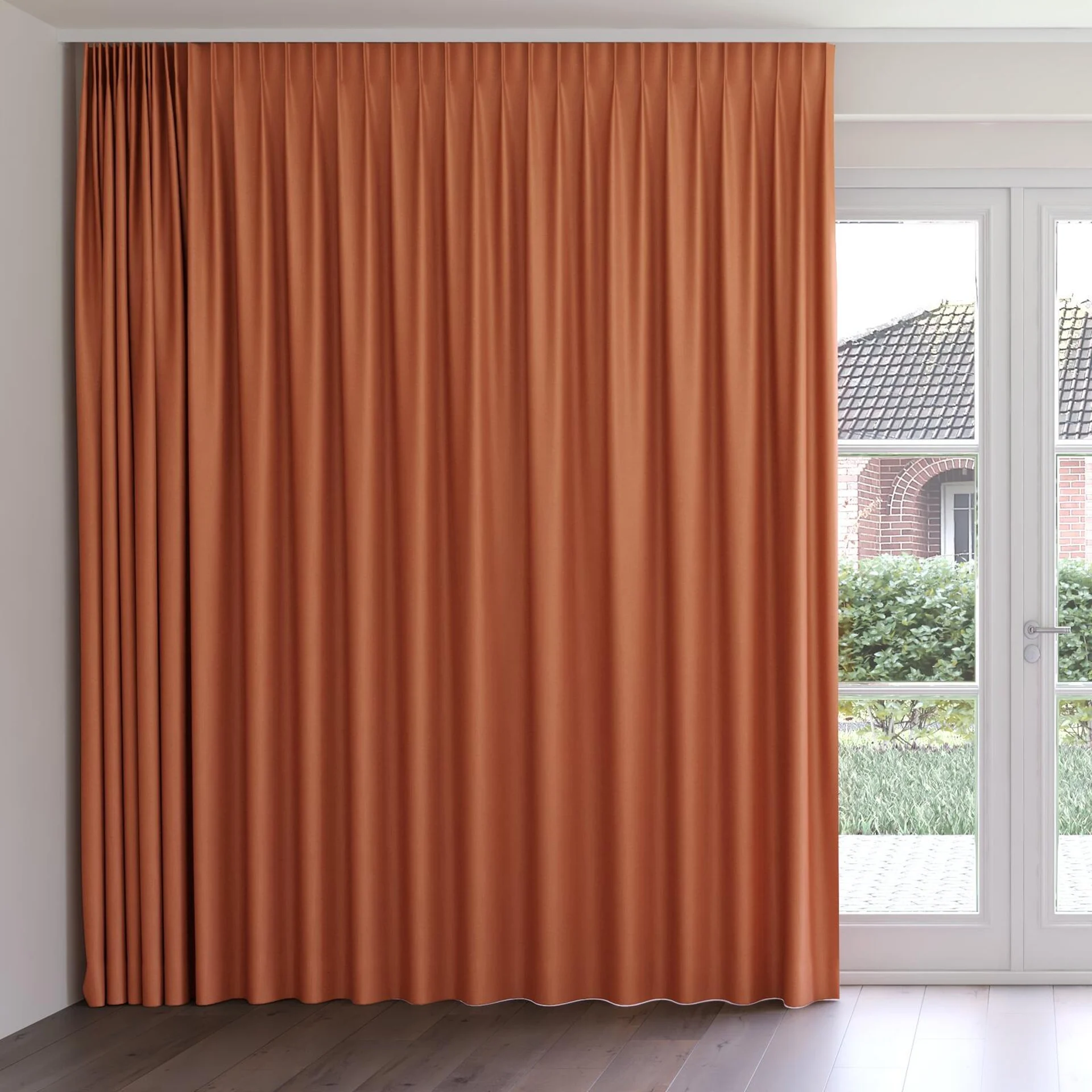 Front view of Grove Sienna, on curtain rail
