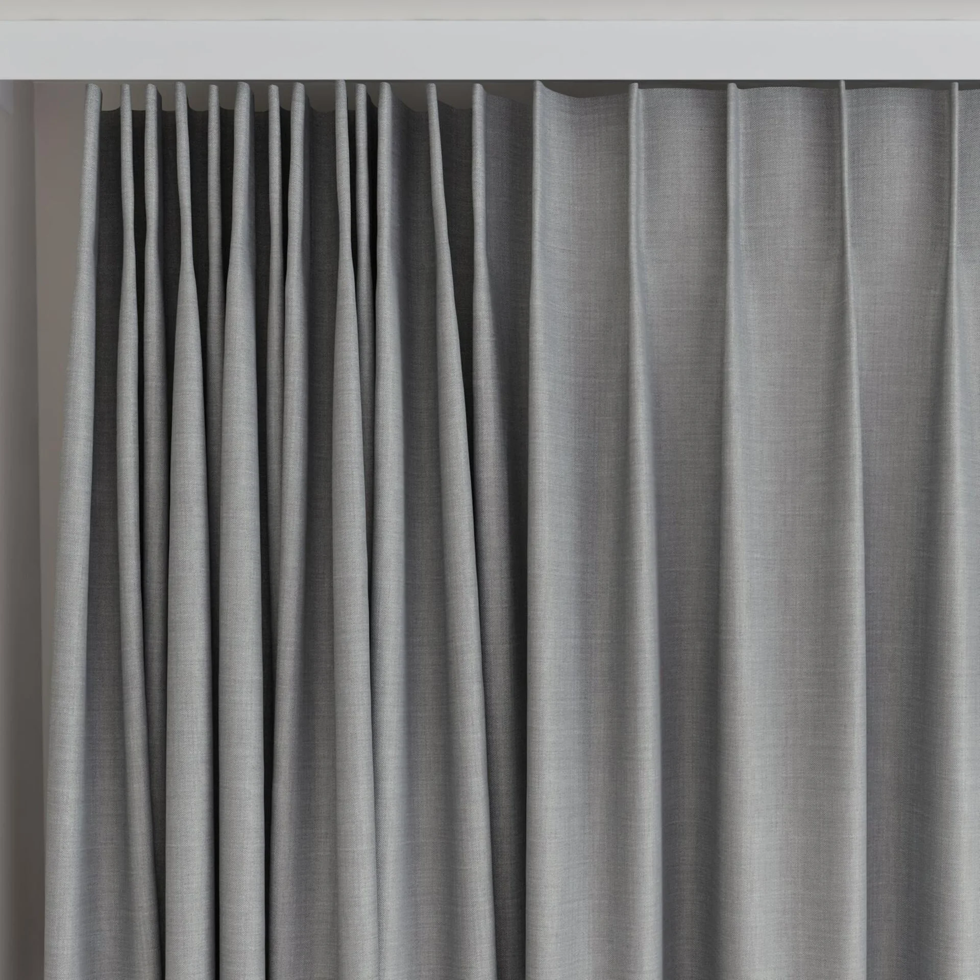 Top view of Loci Dim Out Pebble, on curtain rail