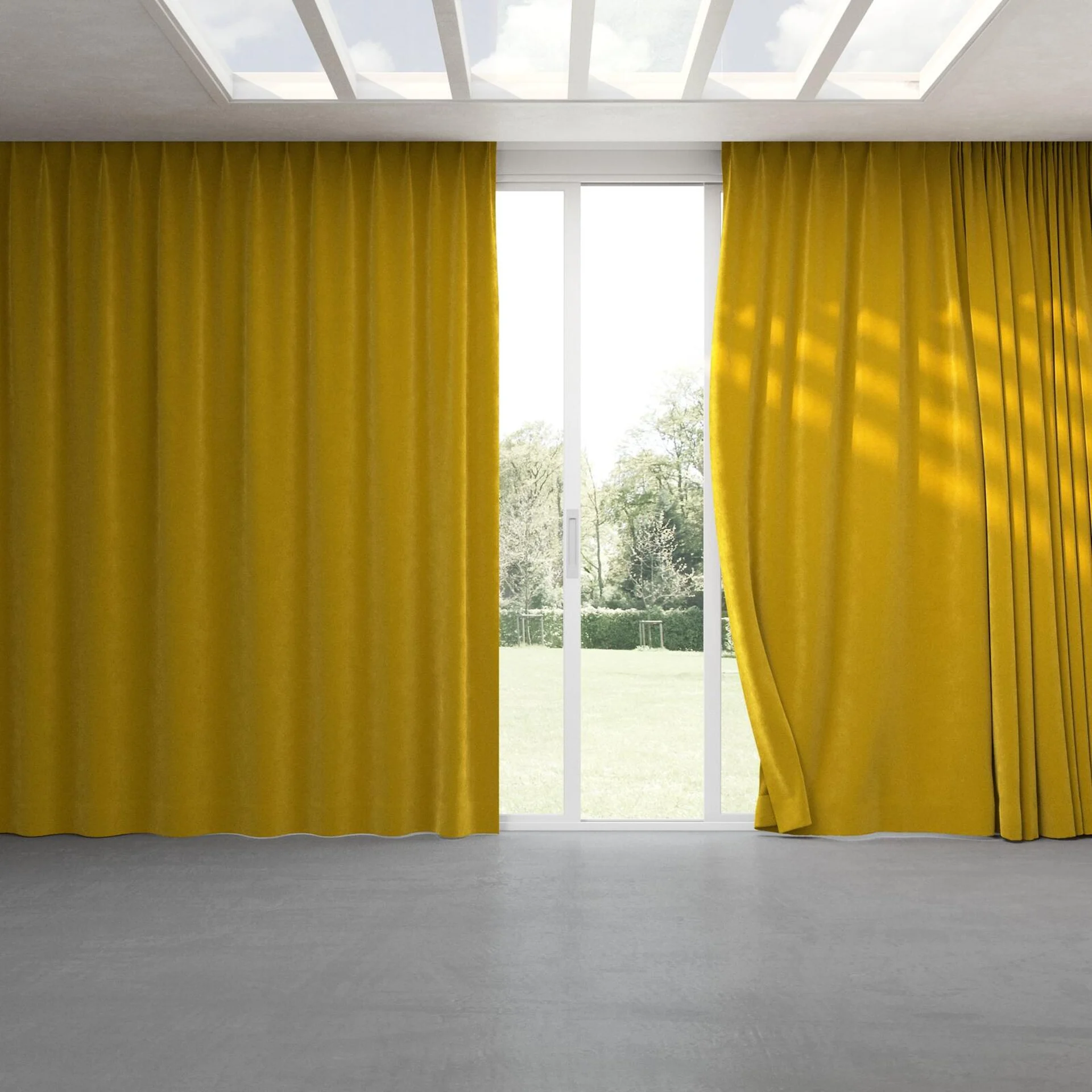 Full view of Lux Velvet Honey 8206, pinch pleat