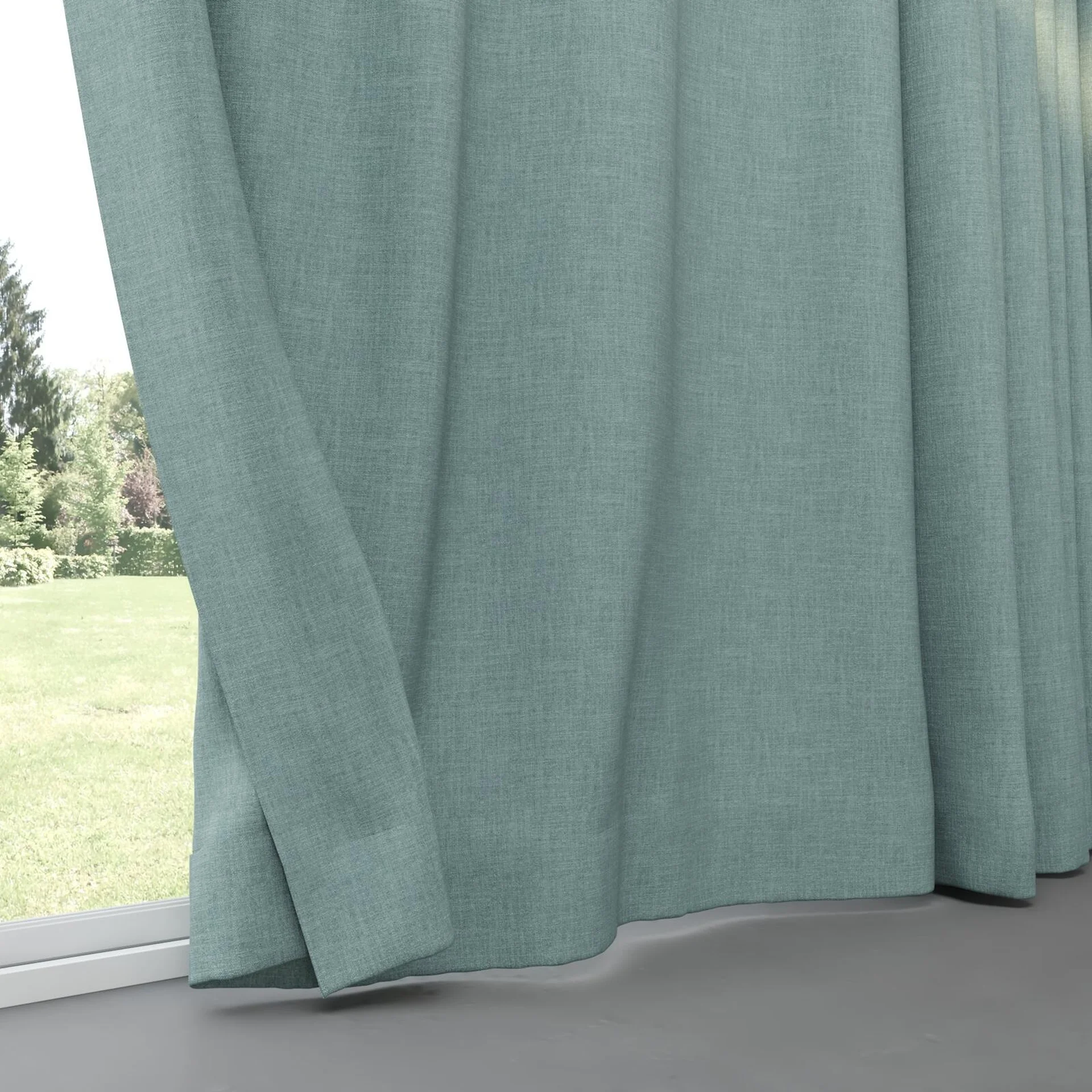 Bottom view of Mauritius Aqua, pinch pleat