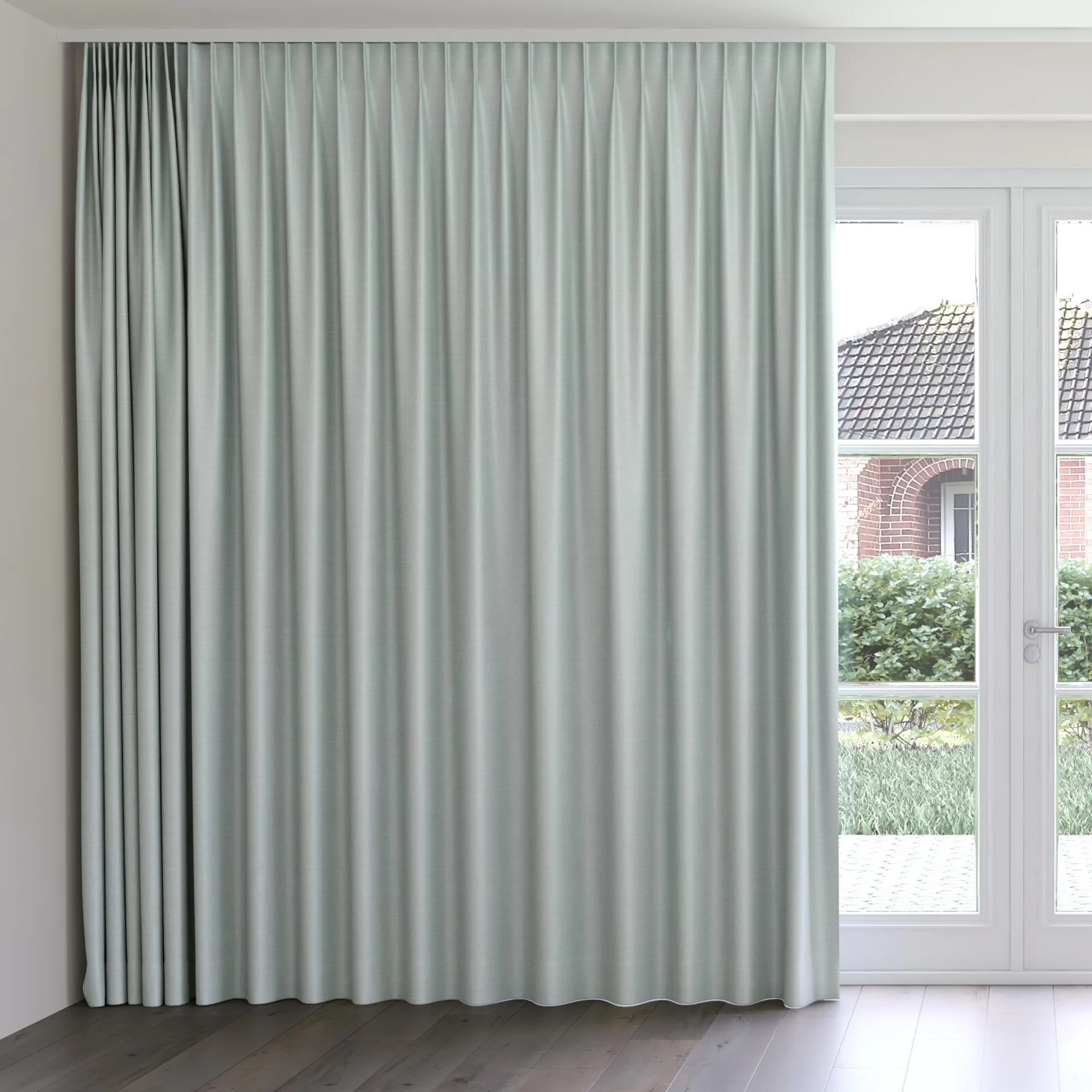 Front view of Silky Reef, on curtain rail