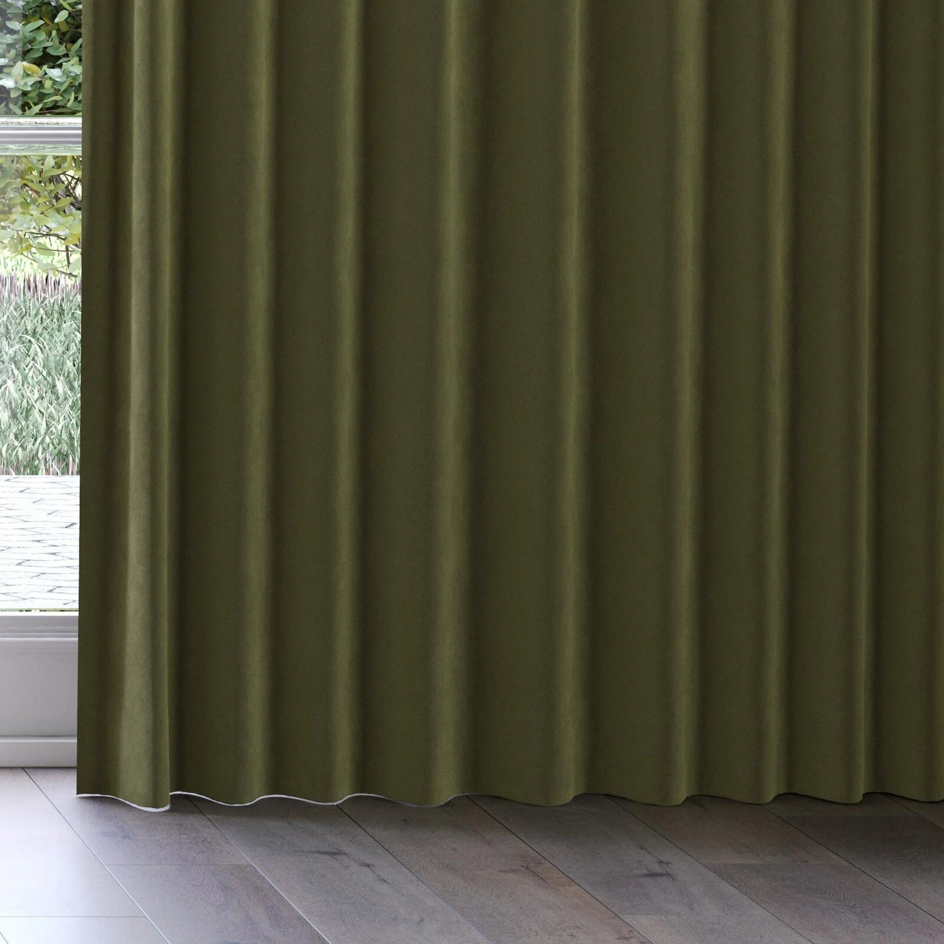 Bottom view of Vienna Moss, on curtain rail
