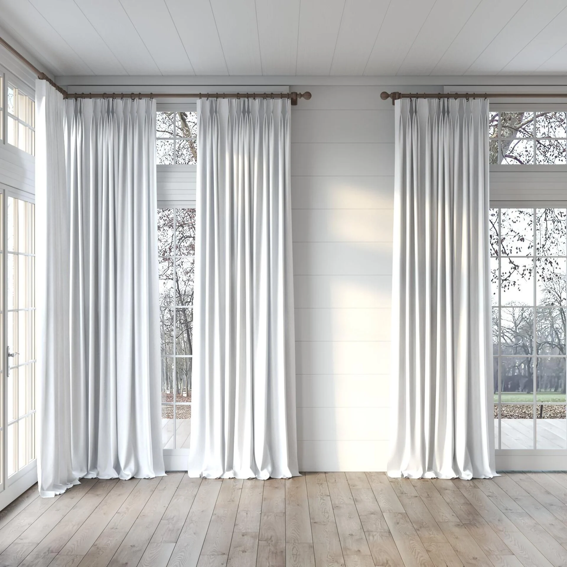 Full view of Liberate Snow, puddled, on curtain rod
