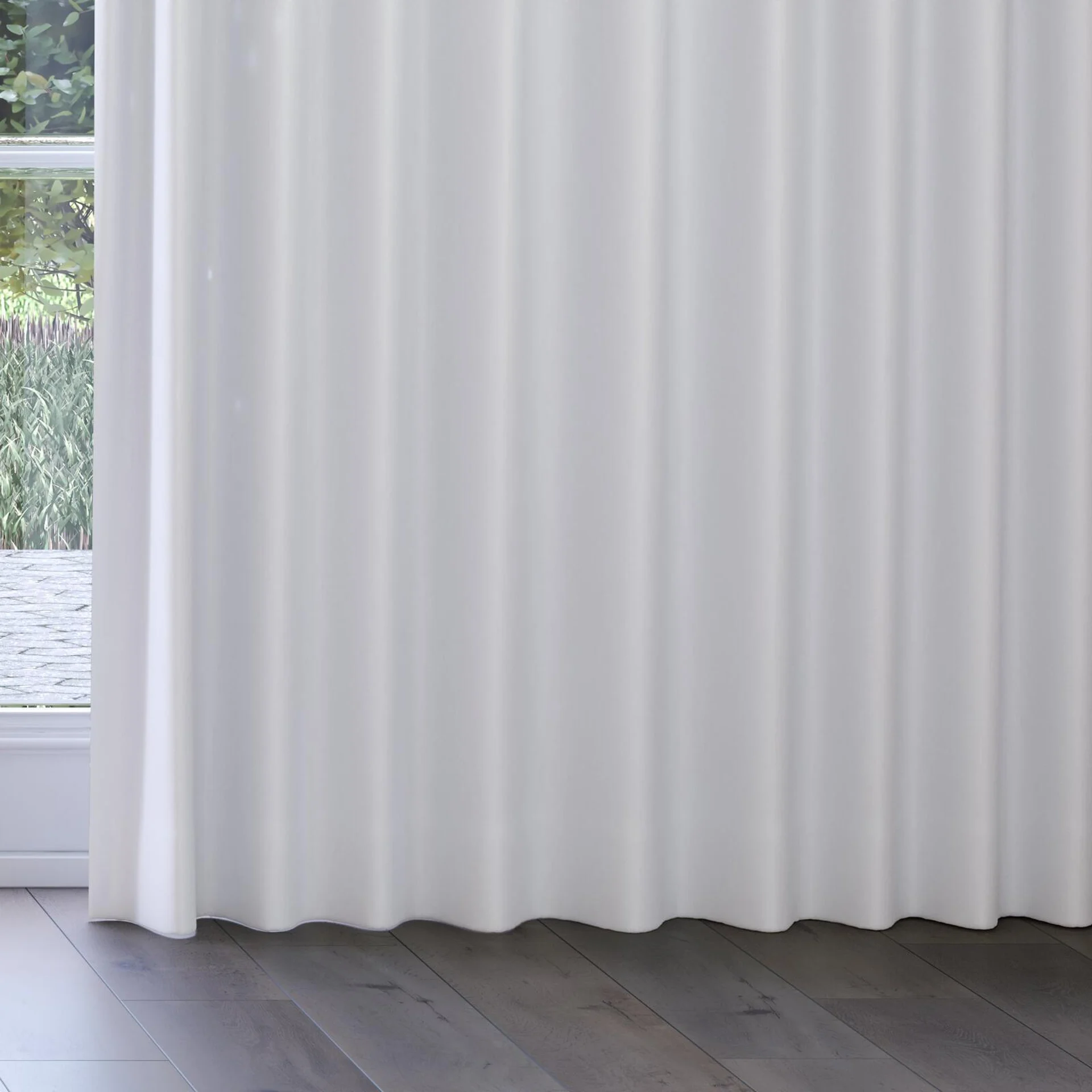 Bottom view of Kidglove Snow, on curtain rail