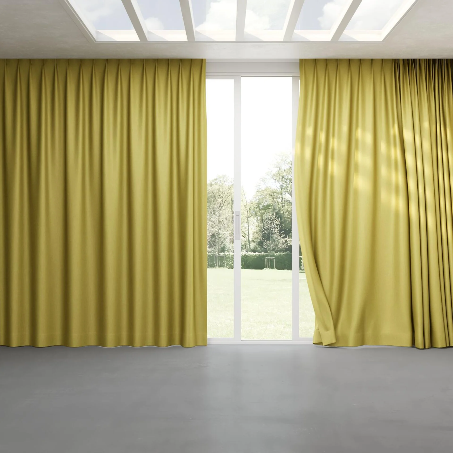 Full view of Fiji Linden, pinch pleat