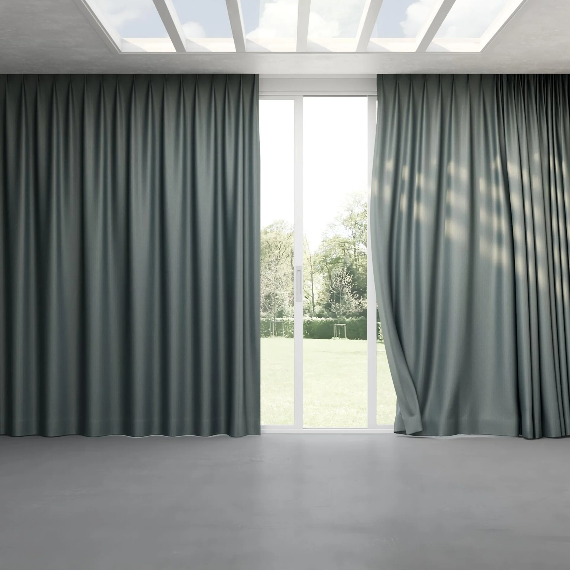 Full view of Re-Boot Metal, pinch pleat