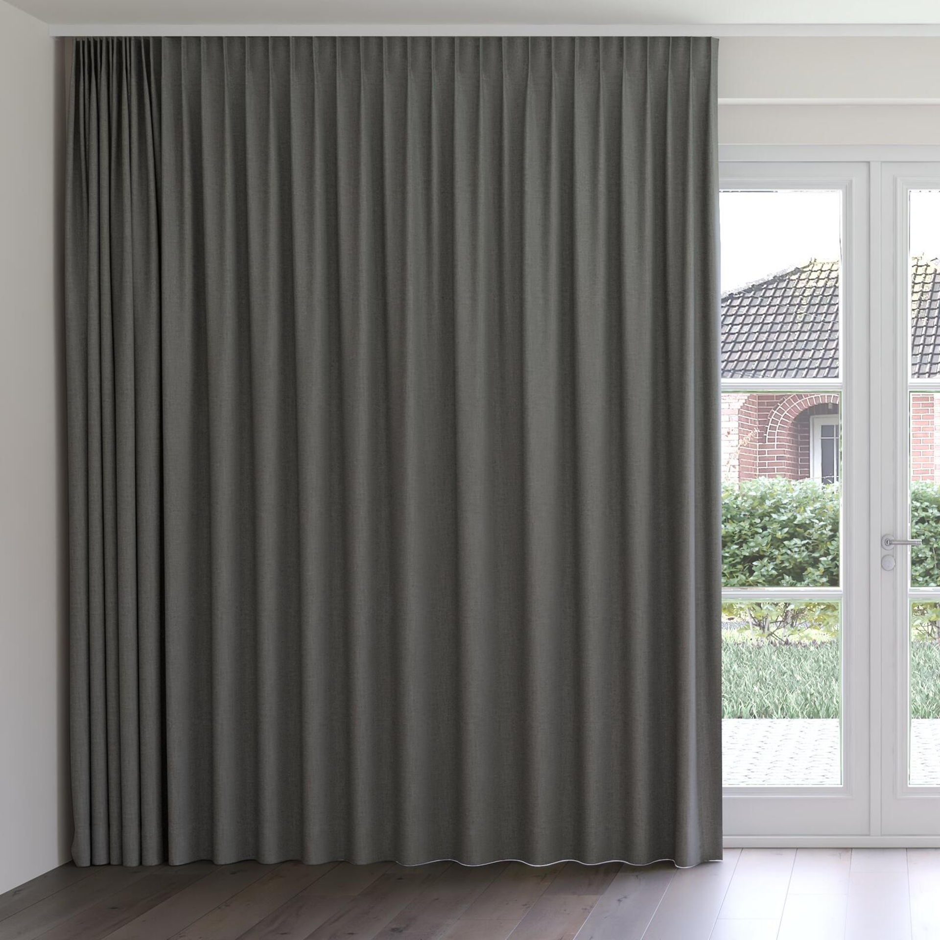 Front view of Mauritius Pewter, on curtain rail