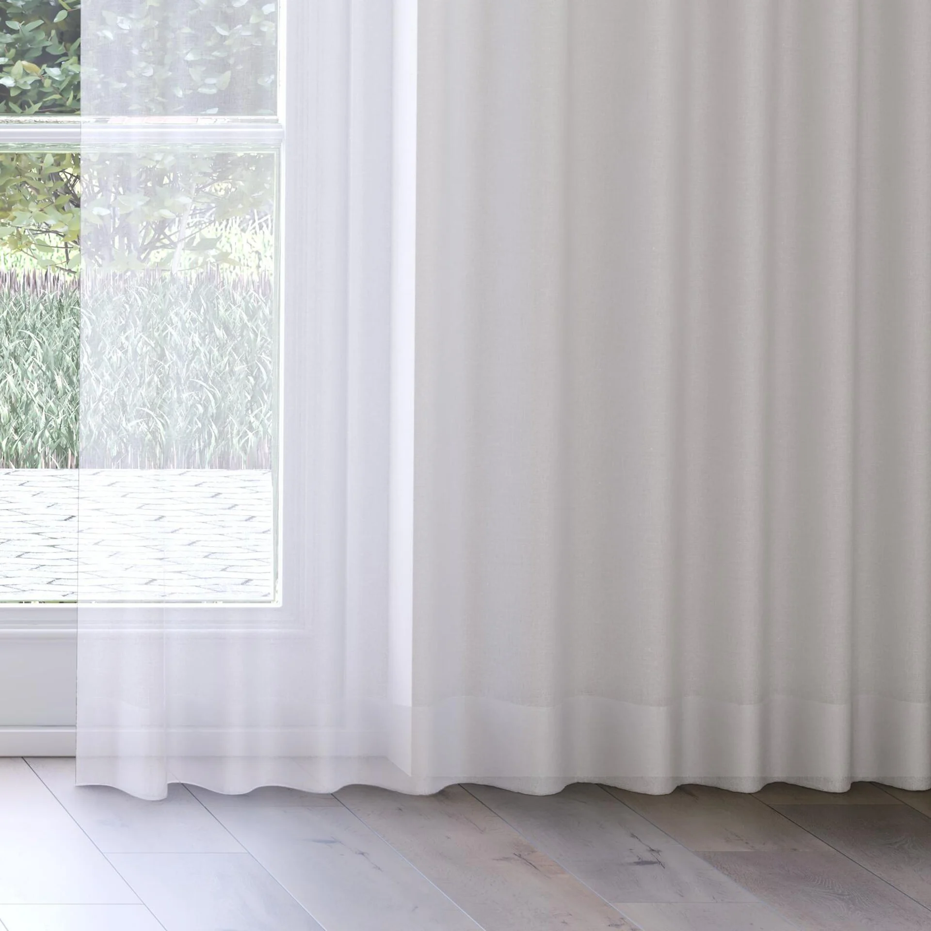 Bottom view of Cavalier Feather, on curtain rail