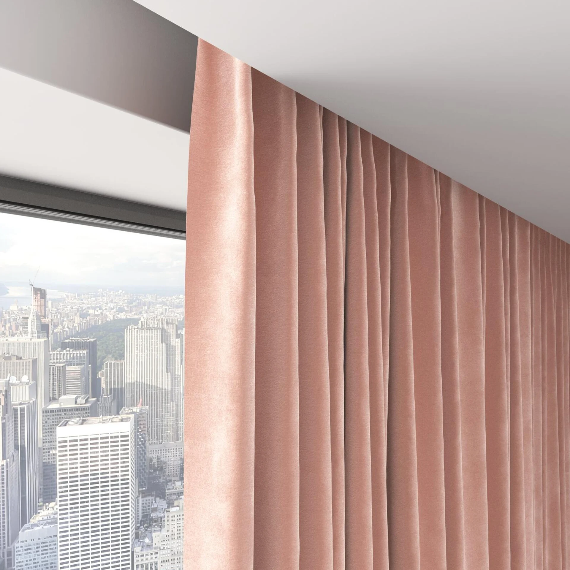 Top view of Lux Velvet Pink 8506, on hidden rail