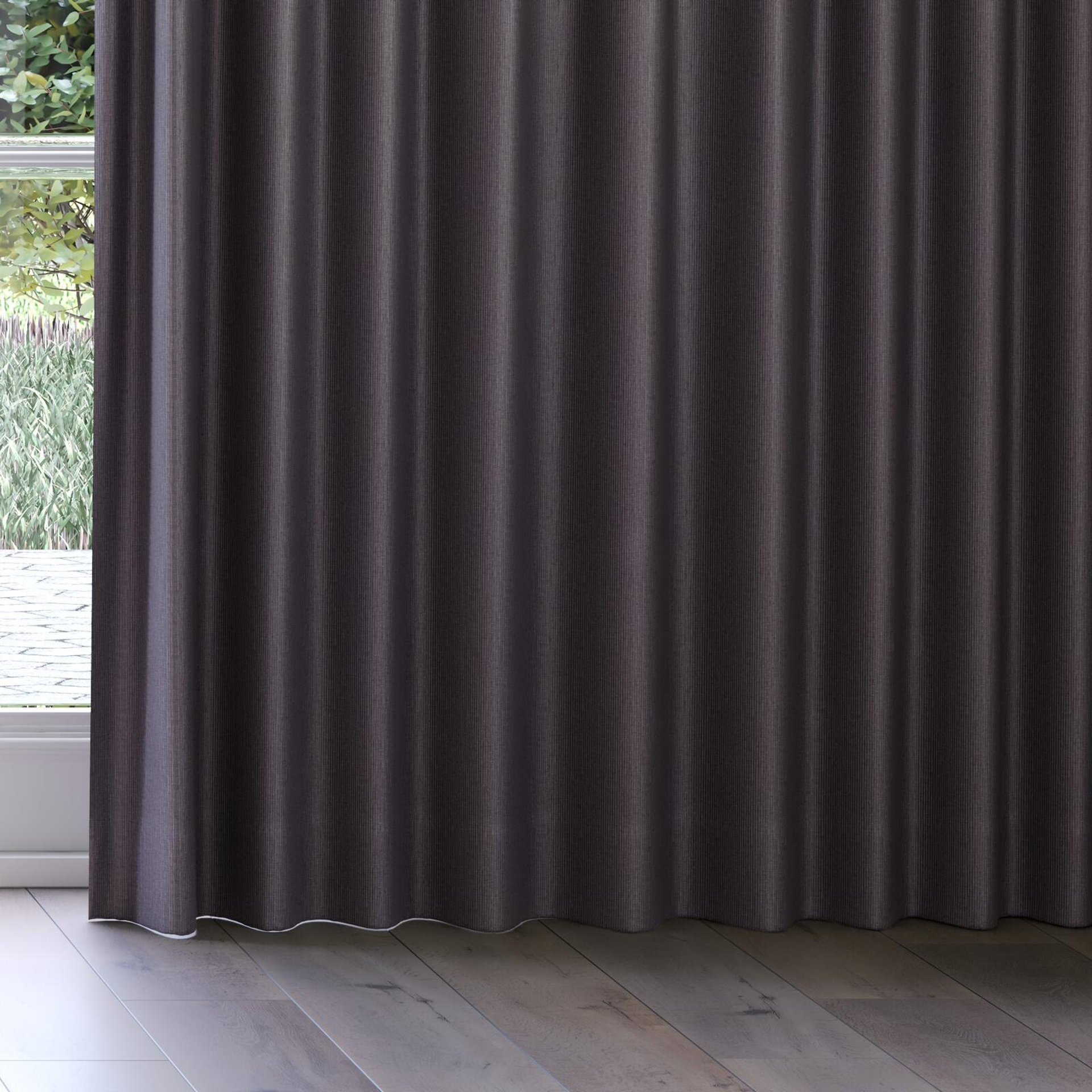 Bottom view of Hombre Charcoal, on curtain rail