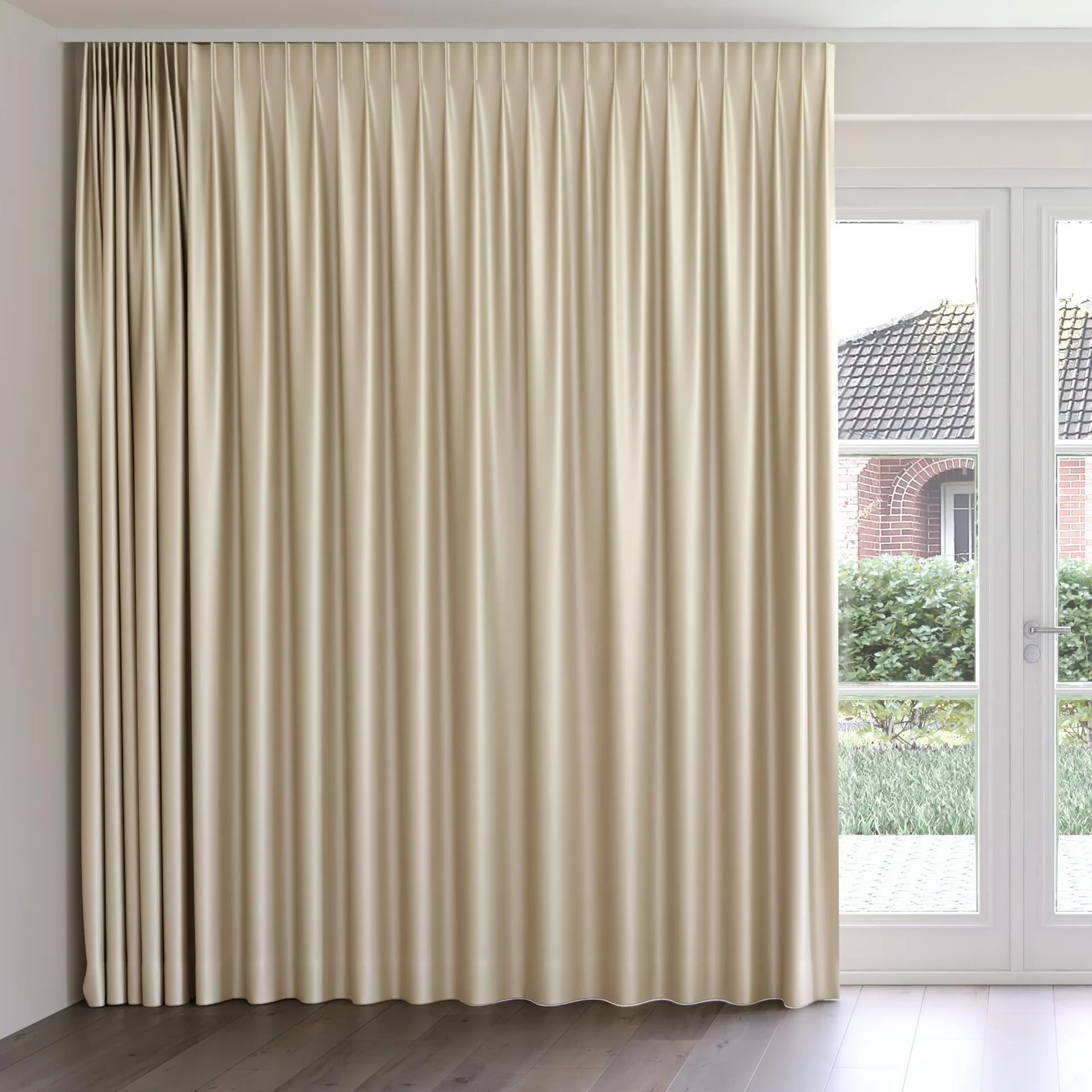 Front view of Moonbeam Antique, on curtain rail