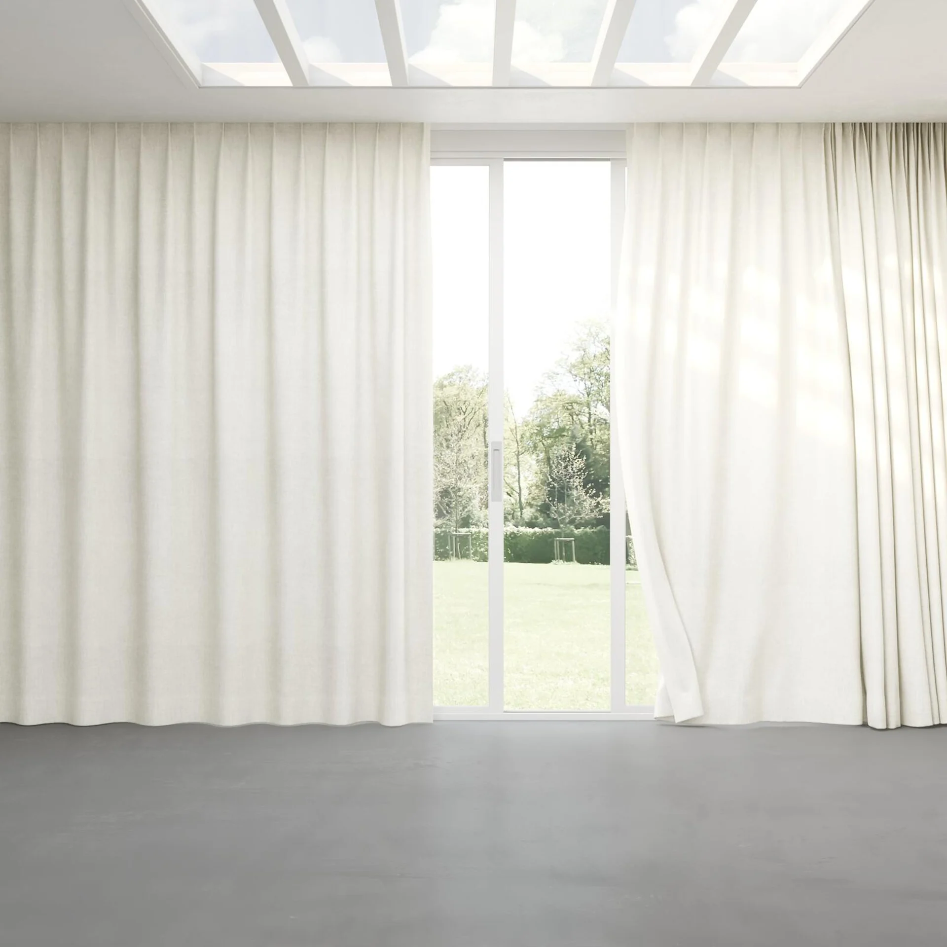 Full view of Monterey Marshmallow, pinch pleat